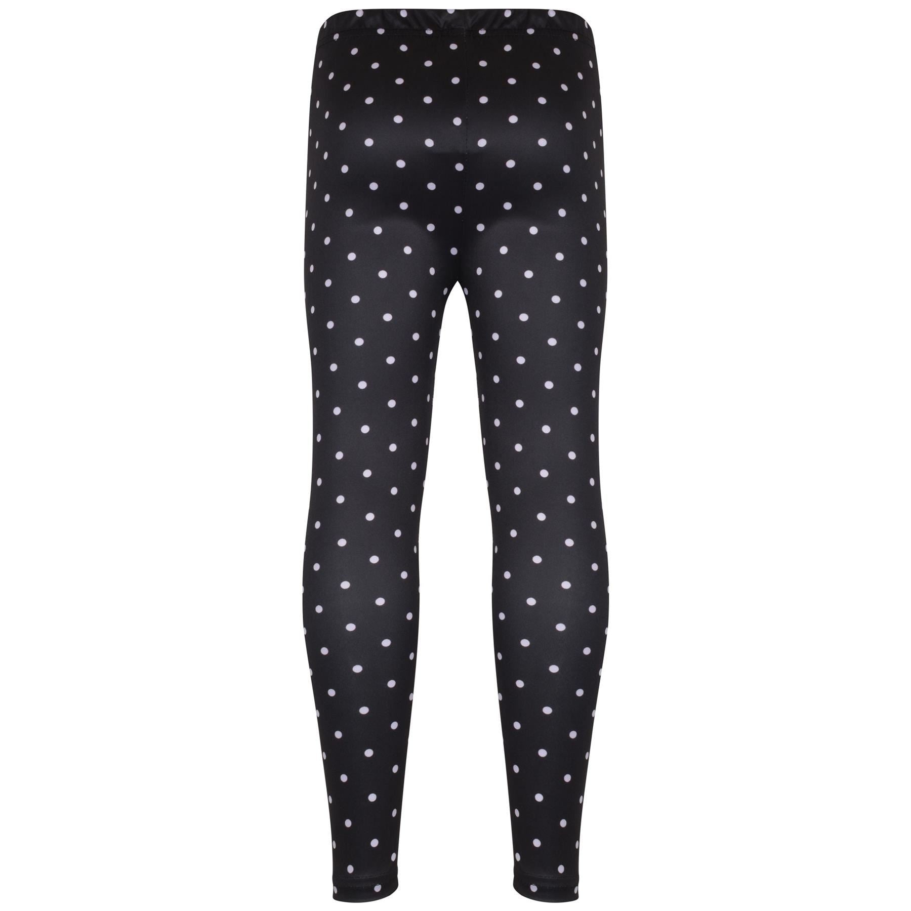 A2Z 4 Kids Girls Legging Spotty Print Black Soft Comfortable Stretchy Party Fashion Legging Pants Age 5-6, 7-8, 9-10, 11-12 & 13 years - A2Z 4 Kids