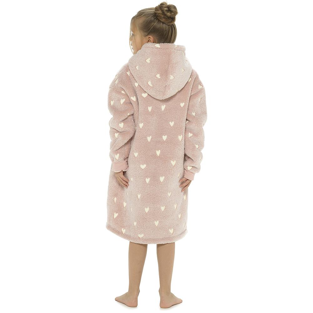 A2Z 4 Kids Girls Boys Blanket Glow in The Dark Heart Oversized Wearable Hoodie