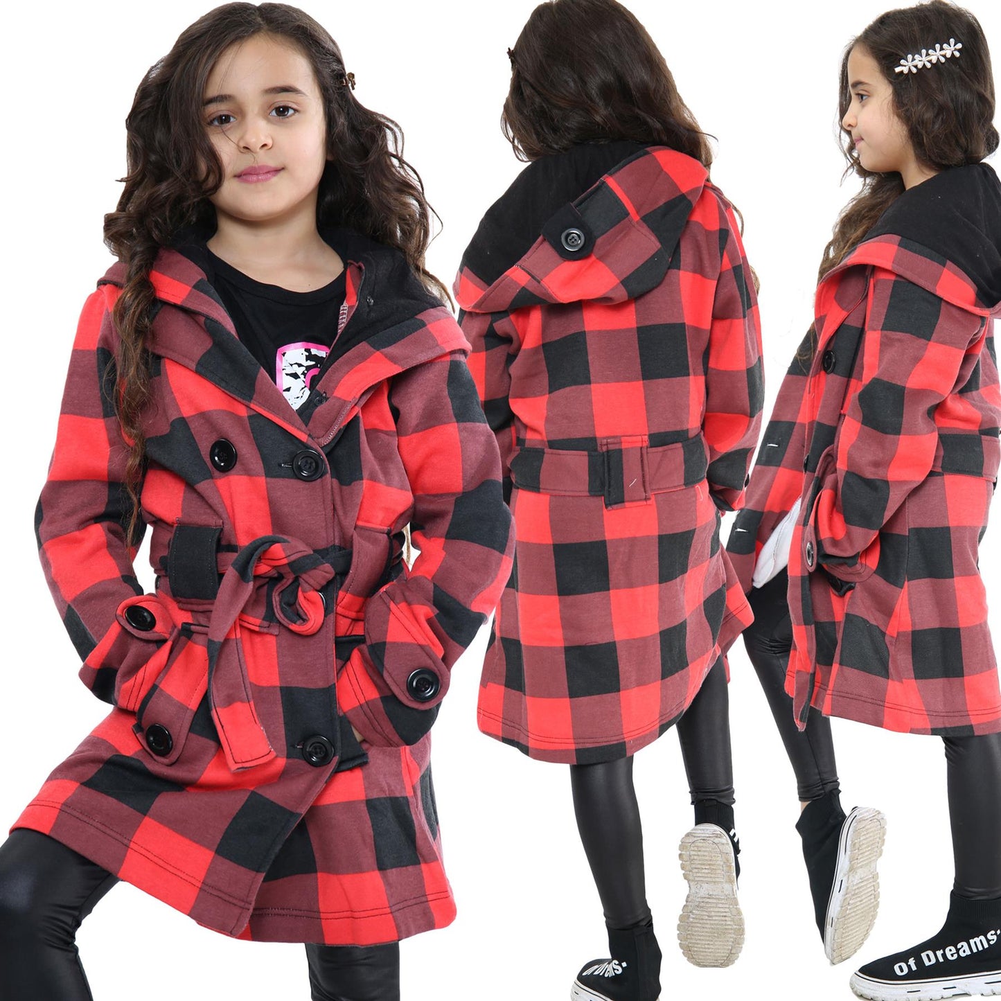 A2Z 4 Kids Parka Jacket Hooded Warm Jacket Oversized Belted Cuffs 5 -13 Years