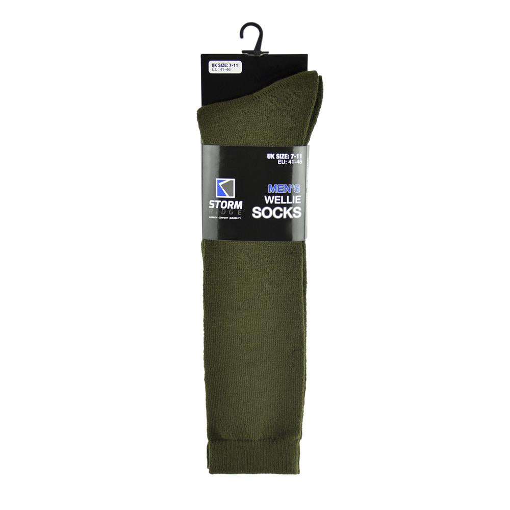 A2Z Mens Knee High Welly Wellington Pack Of 3 Boots Comfortable Cosy Warm Socks