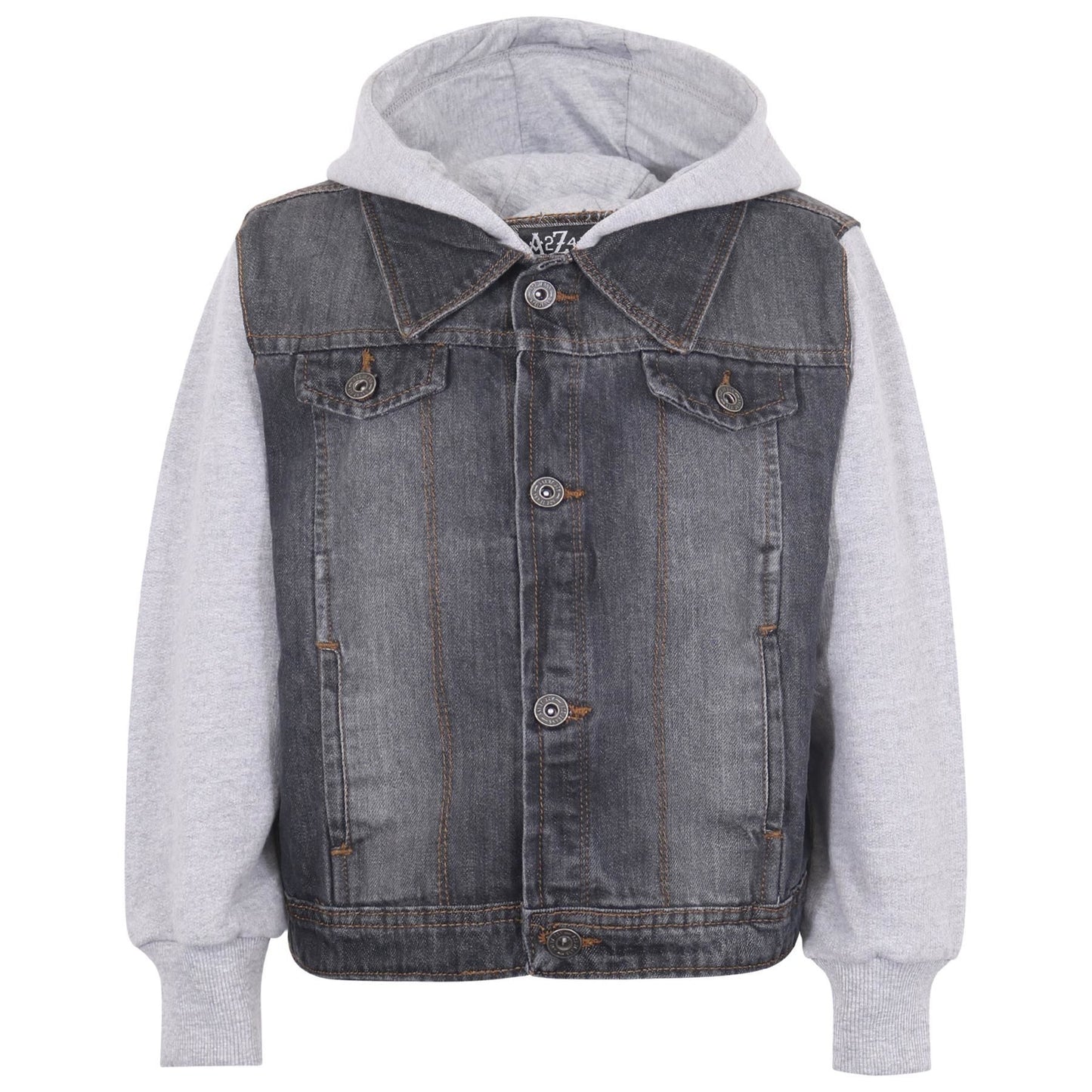 Kids Boys Denim Jacket Fleece Long Sleeves Hooded Stylish Jeans Coat For 2-13 Yr