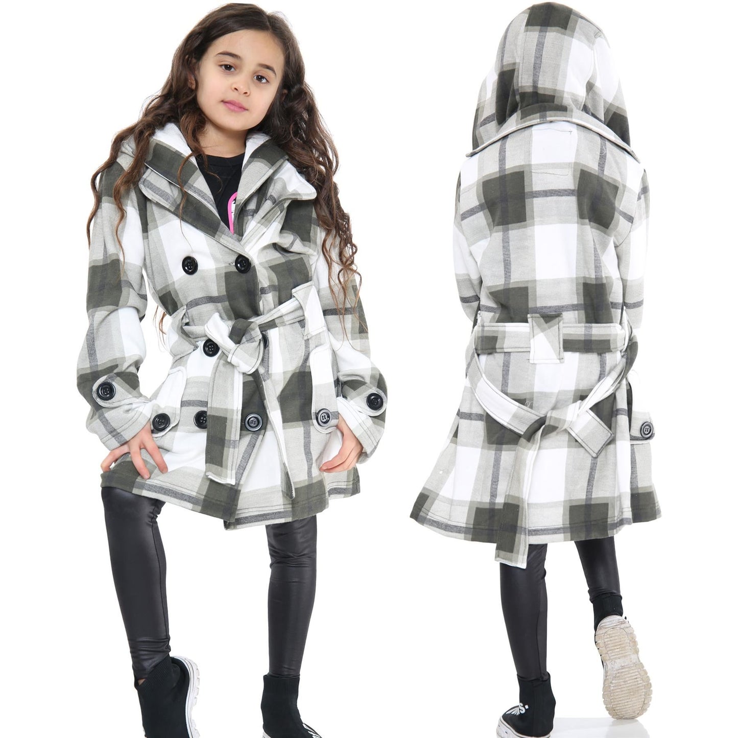 A2Z 4 Kids Parka Jacket Hooded Warm Jacket Oversized Belted Cuffs 5 -13 Years