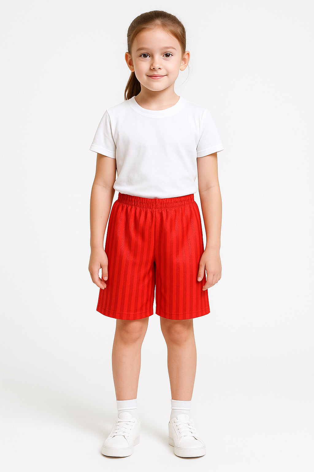 Kids Girls Boys Shadow Stripe PE Shorts Sports Football Gym School Short 2-13