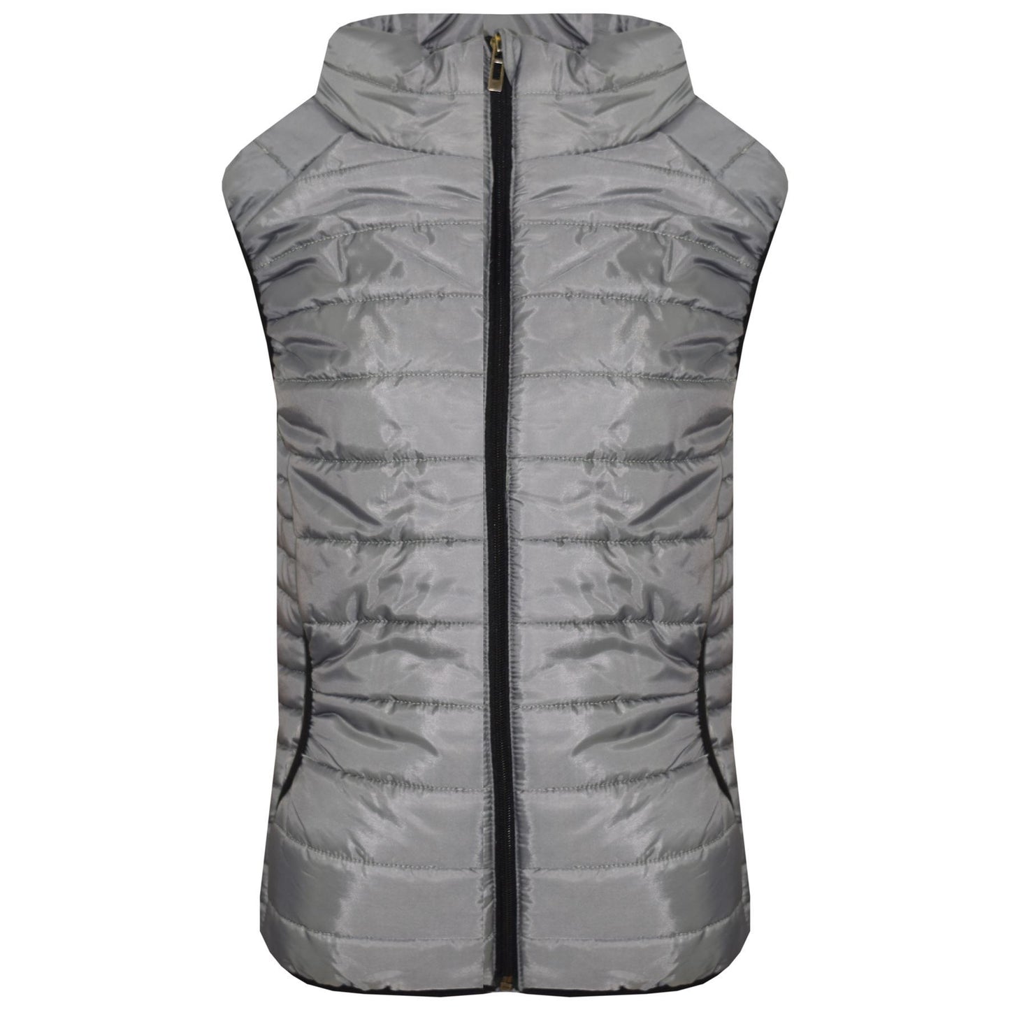 Kids Girls Boys Sleeveless High Neck Padded Lined Gilet Bodywarmer Jackets 5-13Y