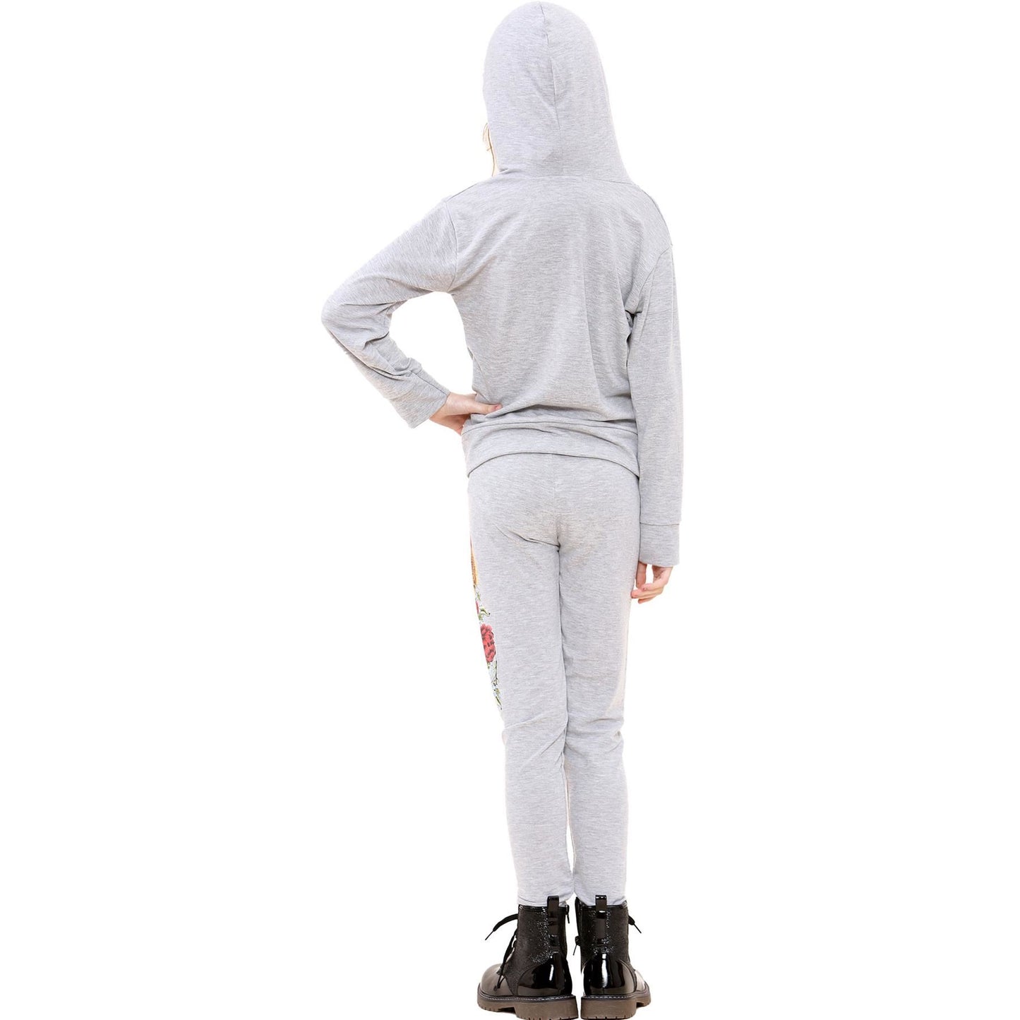 Girls Top Kids Made You Look Print Long Sleeves Hooded Top & Legging Set 5-13 Yr