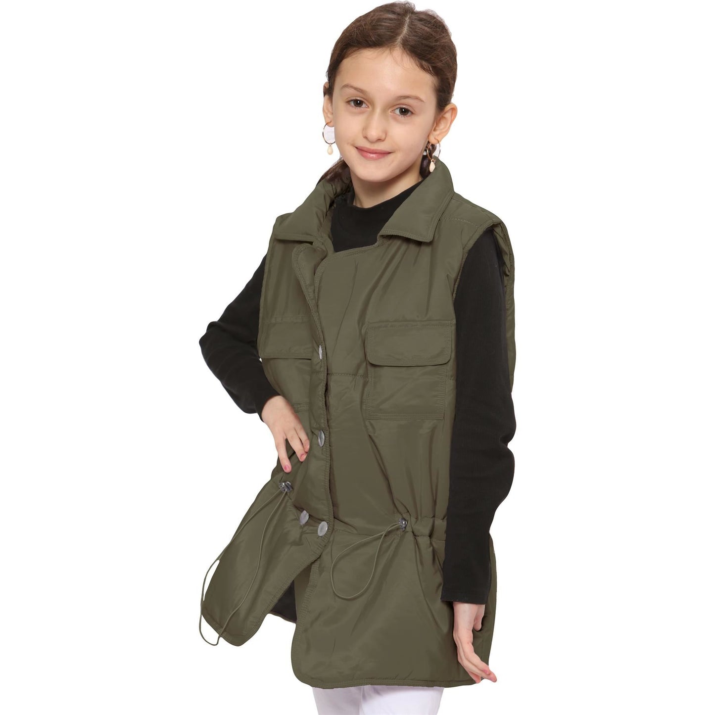 Kids Girls Sleeveless Coat Gilet Fashion Oversized Gilet Style Jacket Coat