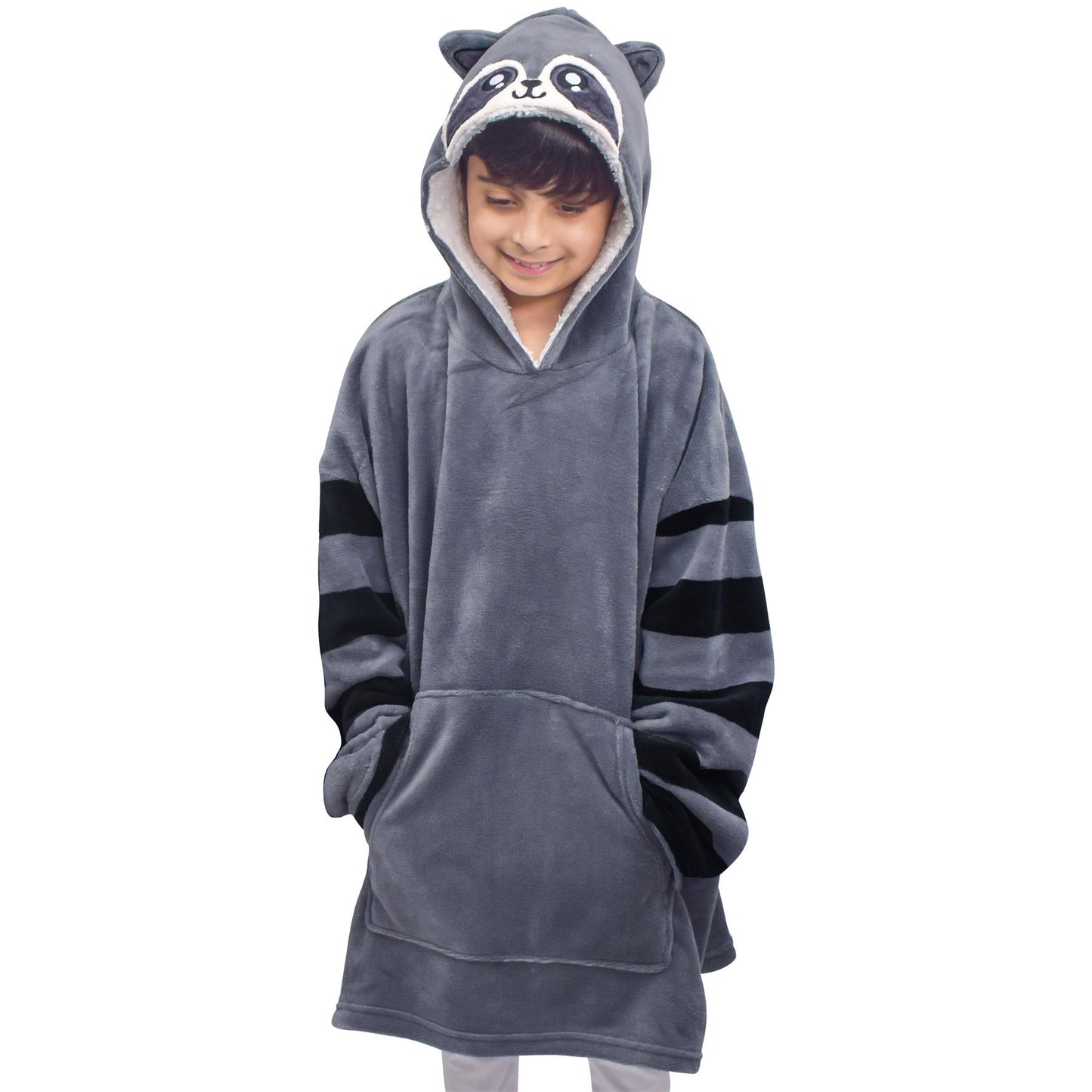 Kids Girls Boys Oversized Hoodie Snuggle Blanket Super Soft Warm Fleece 3-13 Yrs