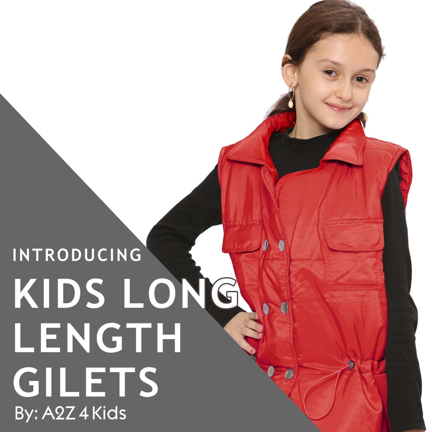 Kids Girls Sleeveless Coat Gilet Fashion Oversized Gilet Style Jacket Coat