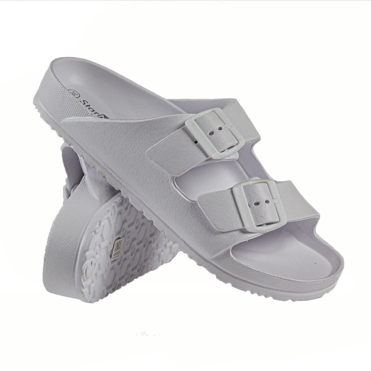 A2Z Womens Open Toe Slides Double Buckle Straps Summer Sandals Beach Pool Slider