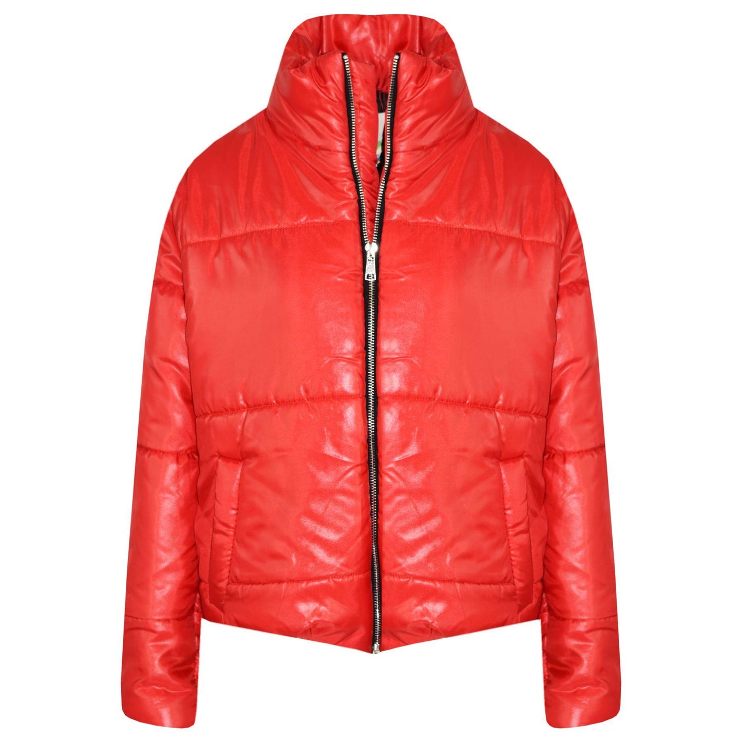 Girls Jacket Kids Wetlook Cropped Padded Quilted Puffer Bubble Jackets Coat 5-13