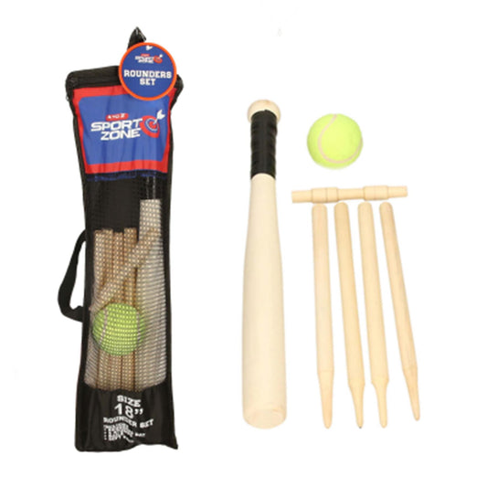 A2Z 6 Piece Wooden Rounders Set Outdoor Baseball Bat Active Game With Carry Bag