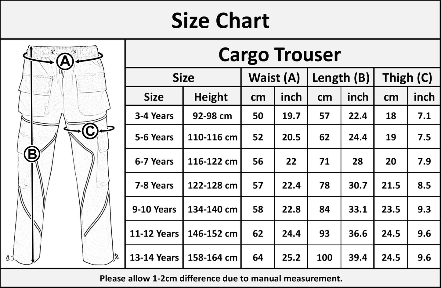 Kids Girls Cargo Trousers Elasticated Waist Straight Fit Joggers Activewear Pant