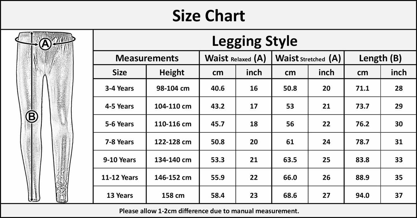Kids Girls Leggings Designer Stylish Party Fashion School Trendy Legging 7-13 Yr