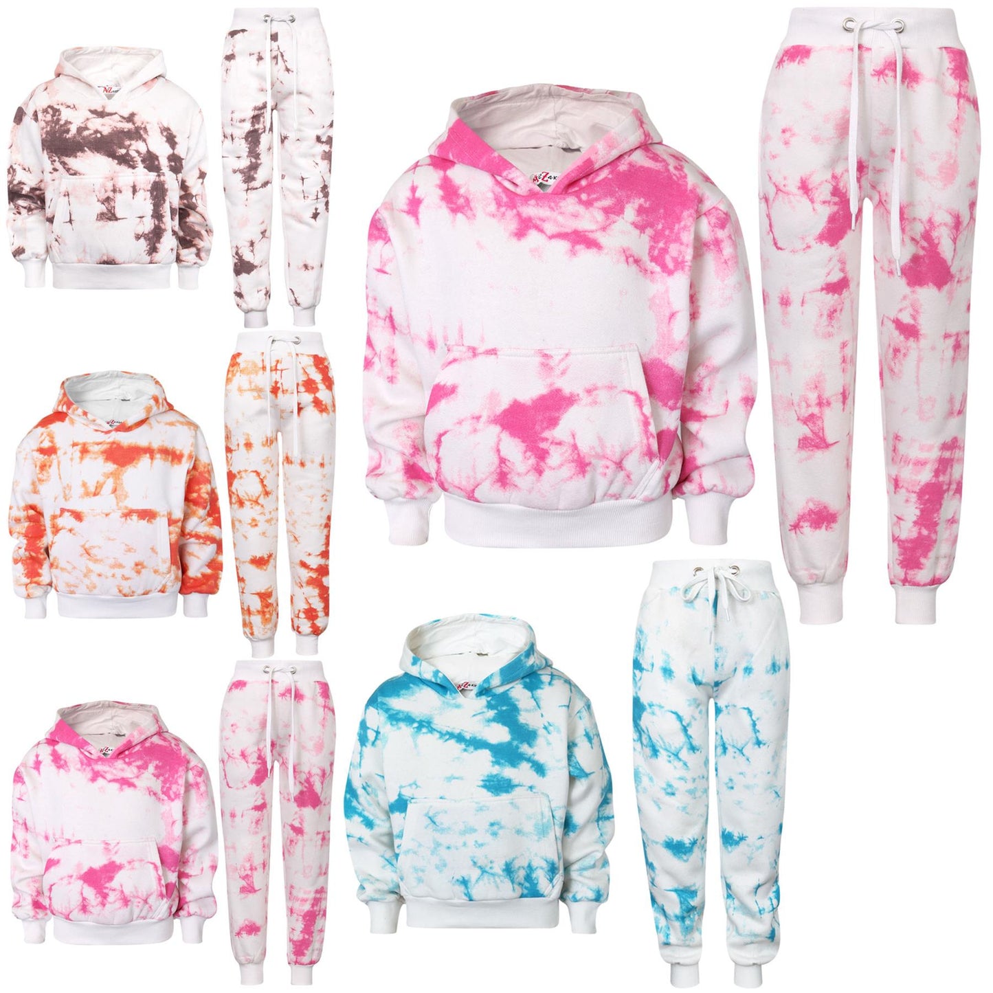 Kids Cropped Tie Dye Tracksuit Hoodie Jogging Sweatpants Girls Age 5-13 Years