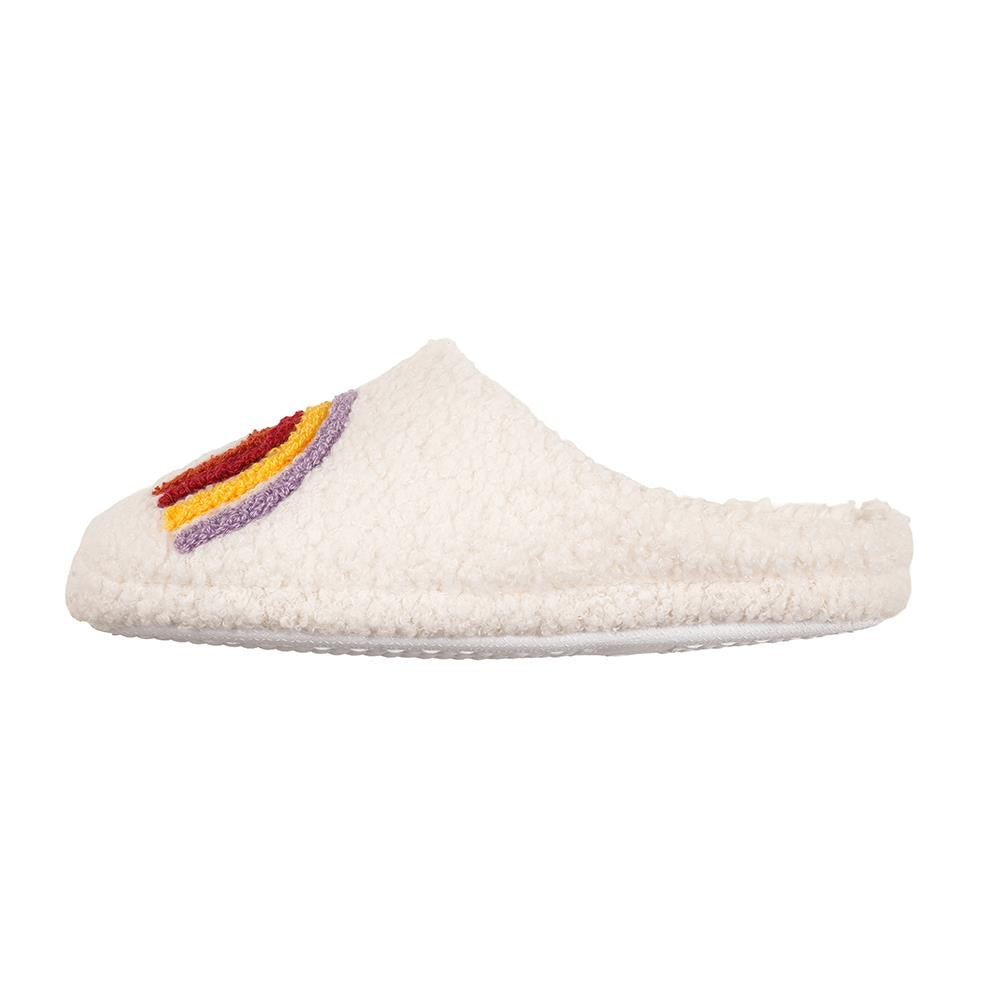 A2Z Ladies Heart & Rainbow Mule Slippers Faux Fur Lining & Non-Slip TPR Sole