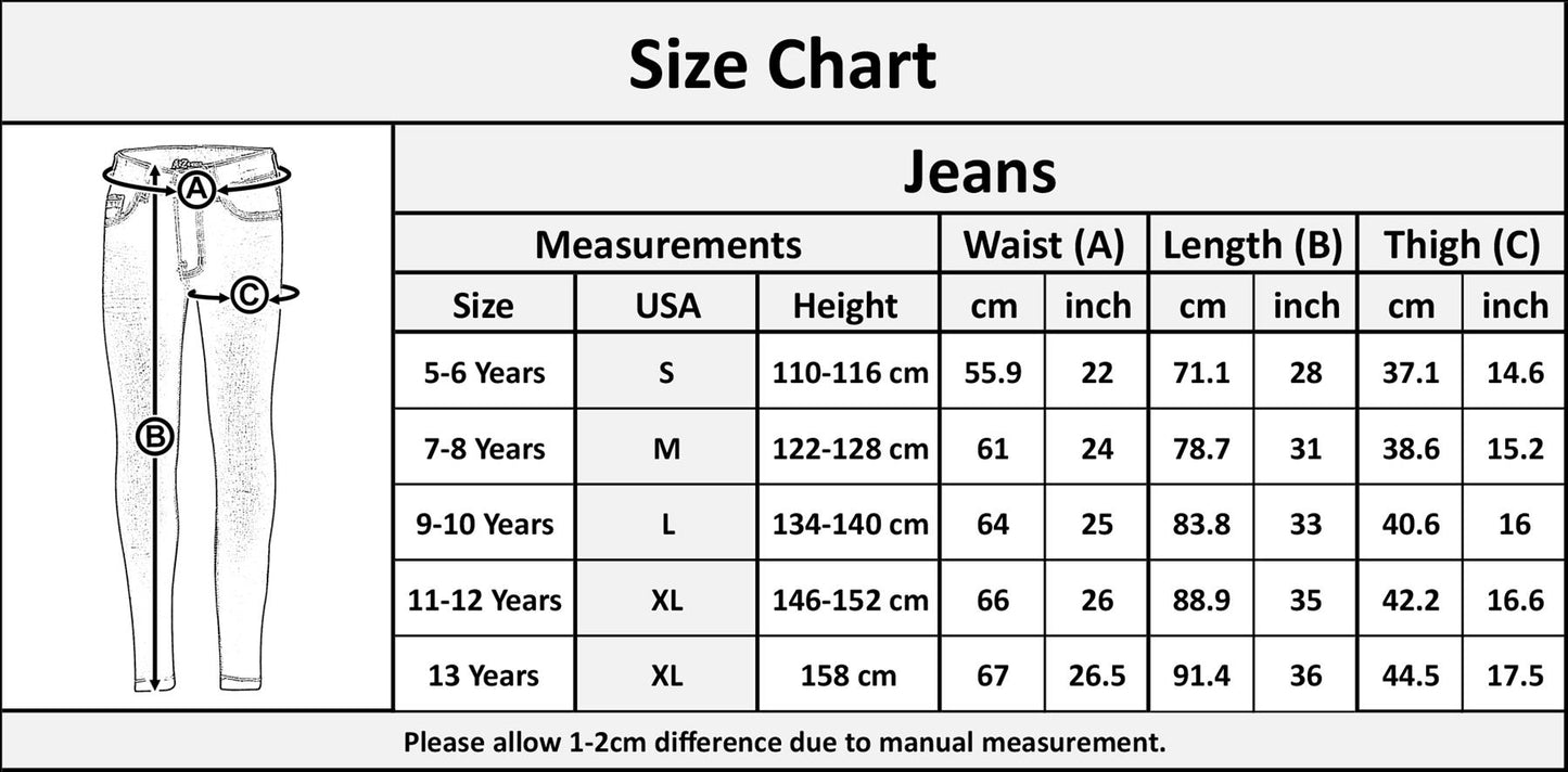 Kids Girls Denim Stars Ripped Jeans Comfort Stretchy Skinny Fashion Pants