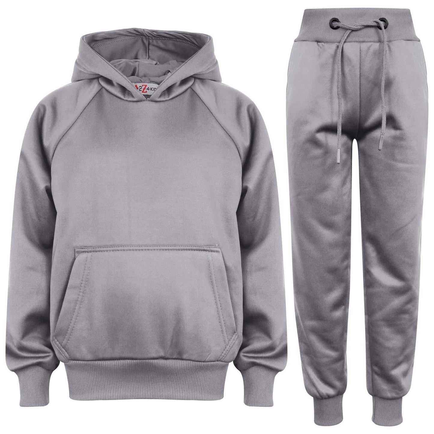 Kids Girls Boys Plain Tracksuit Hooded Sweat Hoodie Bottom Jog Suit Joggers 5-13
