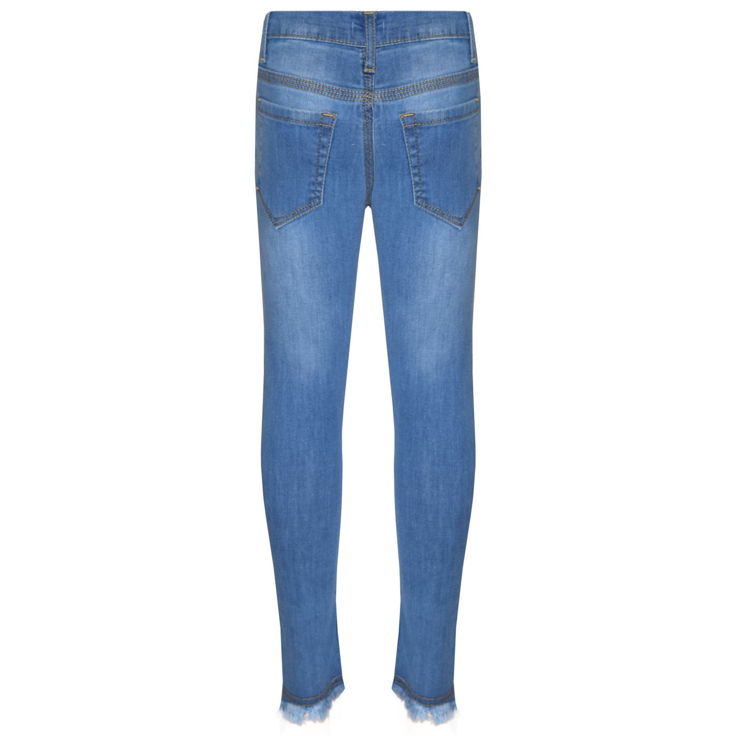Girls Skinny Jeans Kids Stretchy Denim Ripped Rough Pants Trousers Jeggings 5-13