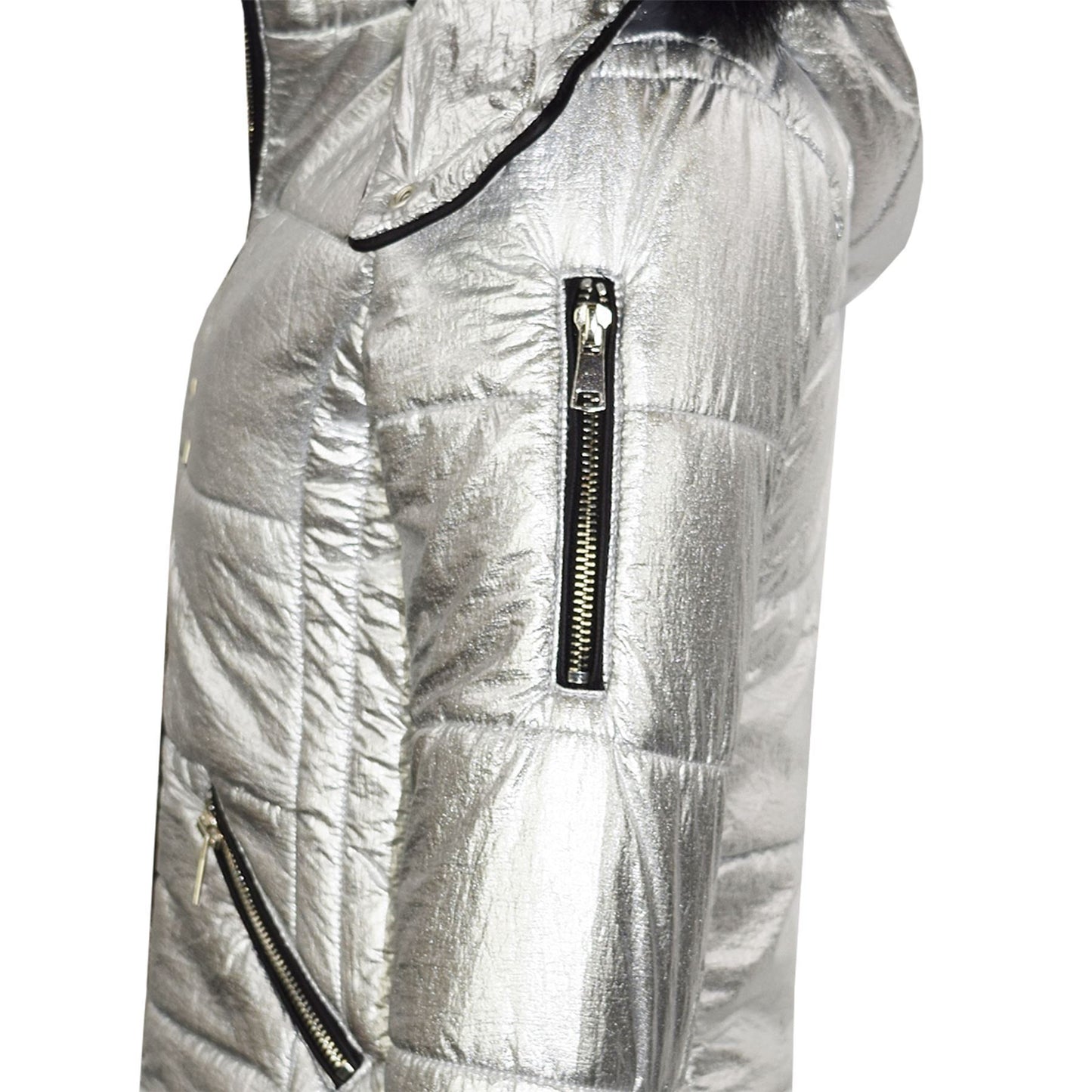Girls Puffer Jacket Quilted Winter Coat Faux Fur Hood Warm Padded Zipped Coat