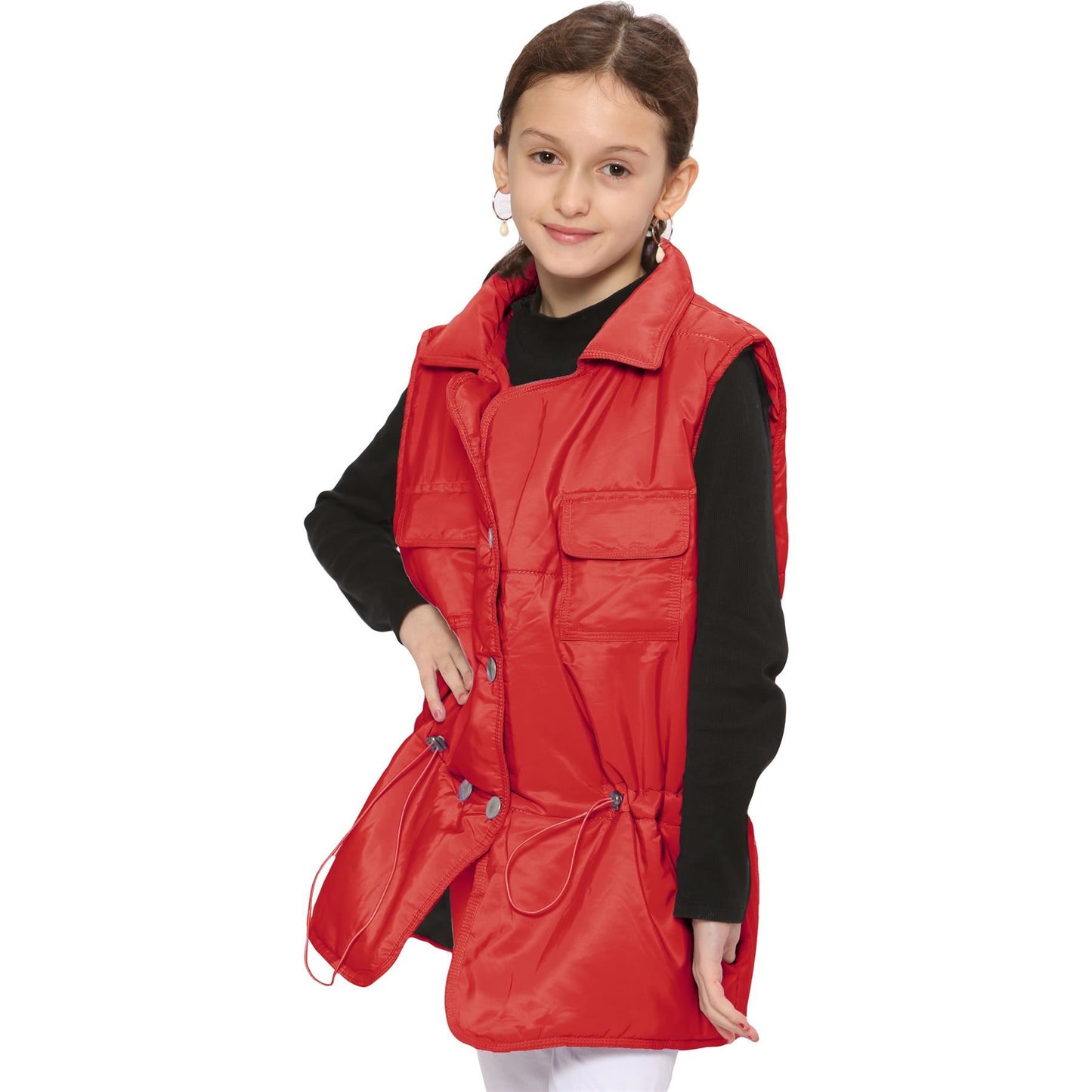 Kids Girls Sleeveless Coat Gilet Fashion Oversized Gilet Style Jacket Coat