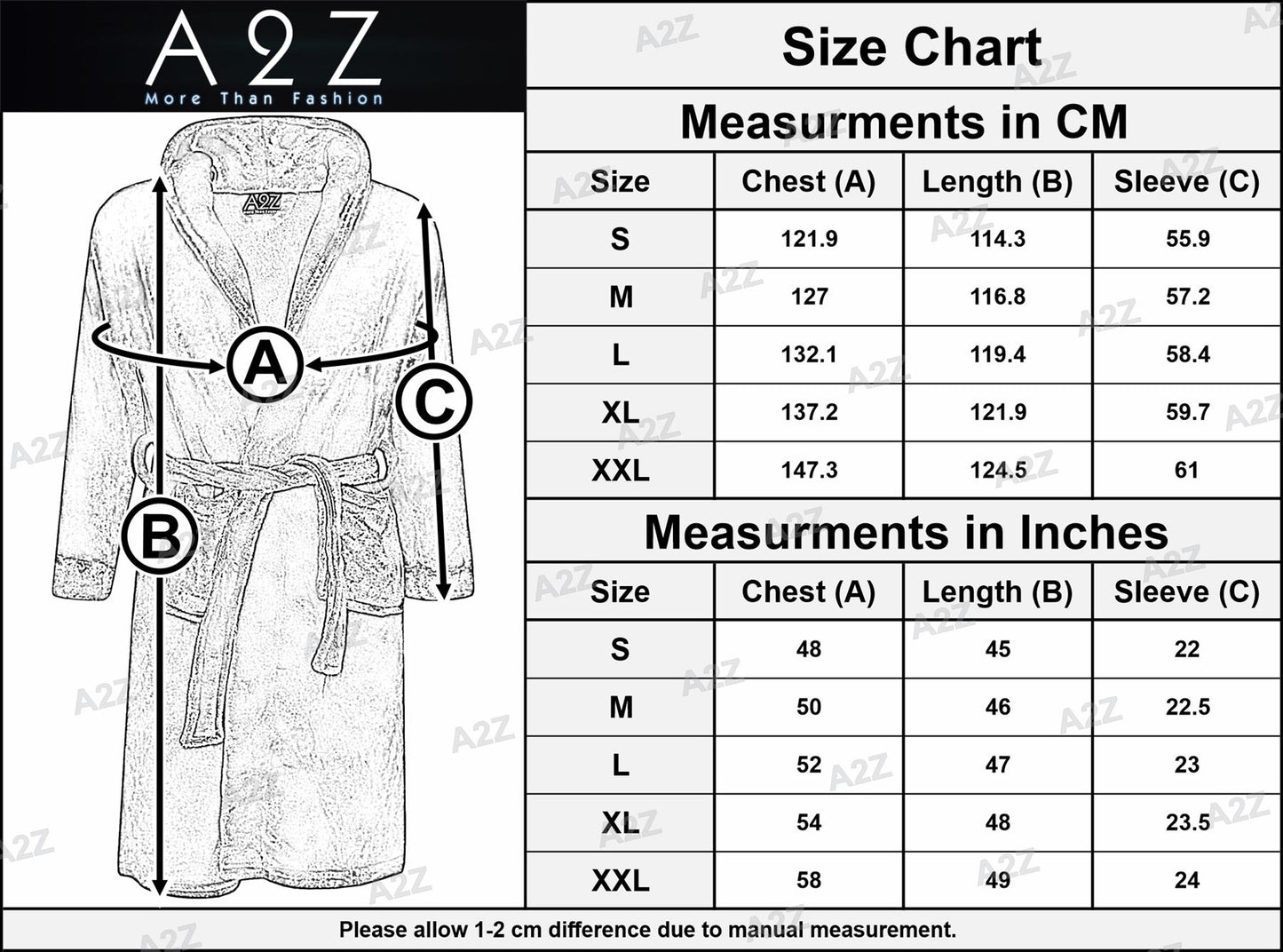 A2Z Mens Ultra Soft Luxury Fleece Dressing Gown Warm Cozy Loungewear Adult Robe