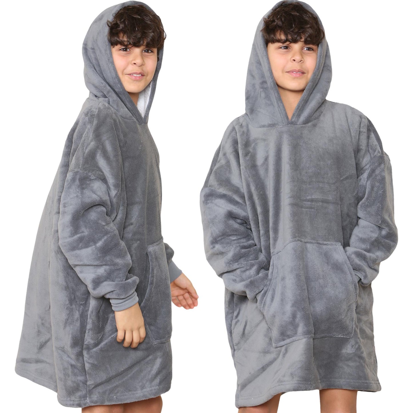 Kids Girls Boys Ultra Soft Oversized Hoodie Snuggle Plush Sherpa Fleece Lining
