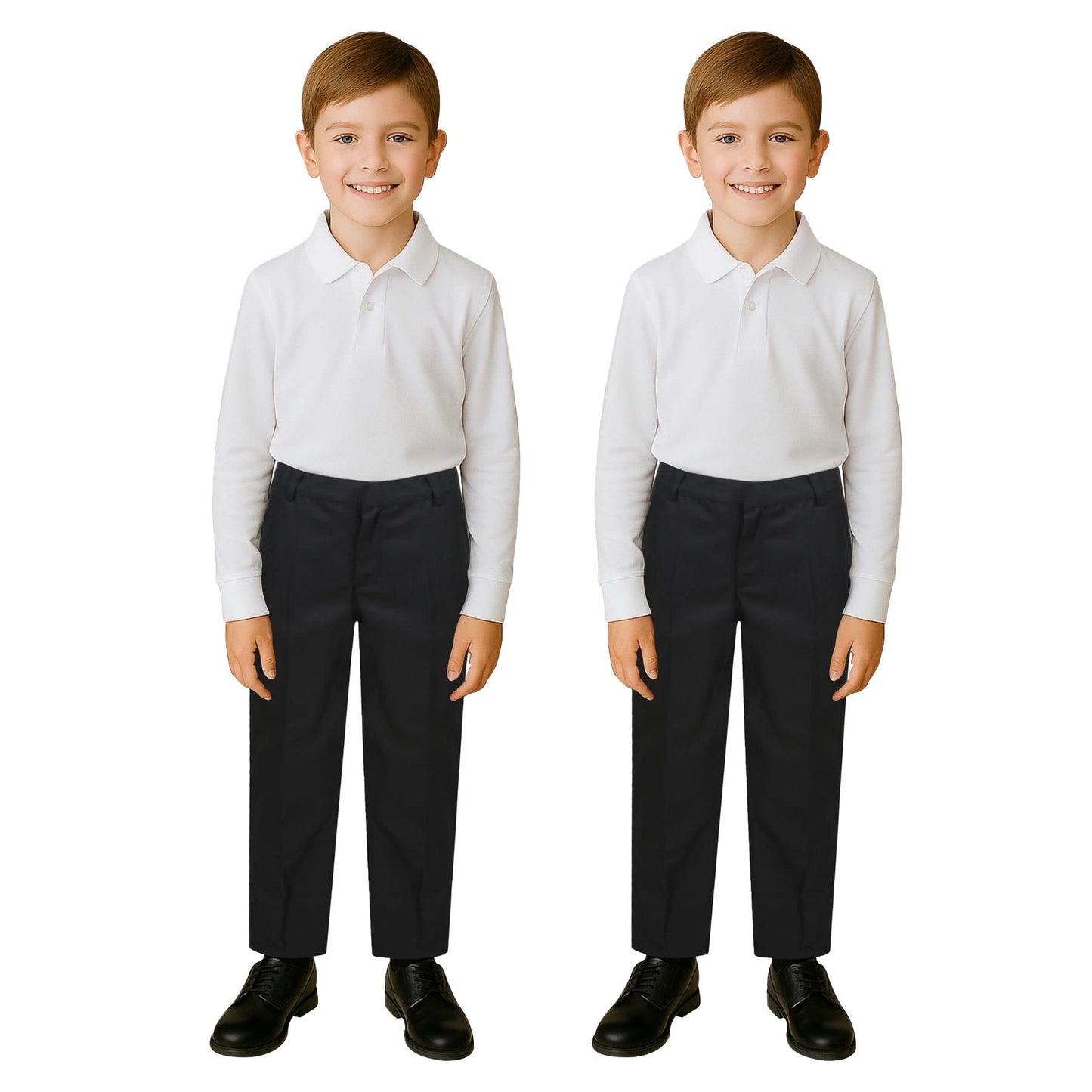 Kids Boys Teens 2 Pack School Uniform Pant Teflon Coated Reinforced Knee Pants