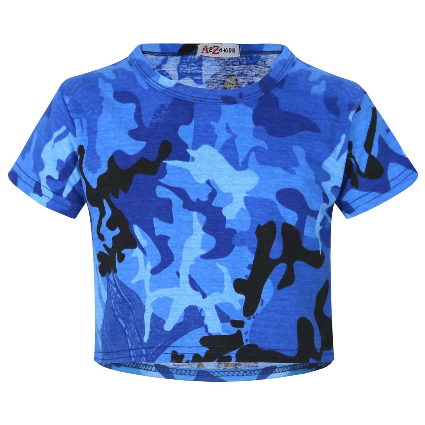 A2Z 4 Kids Camouflage Crop Top & Skater Skirt Set Short Sleeves T Shirt Summer Outfit 2 Piece Activewear For Girls Age 5-13 years