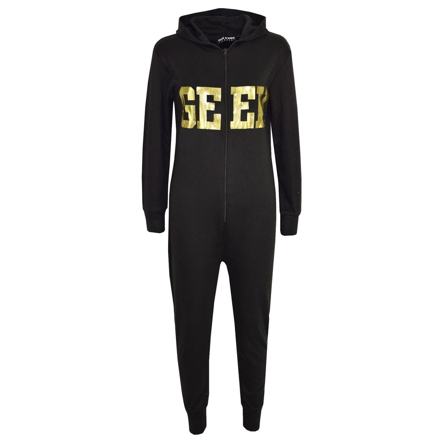 A2Z 4 Kids Girls Boys GEEK Hooded Onesie Children Hooded Ribbed Cuffs Pyjamas
