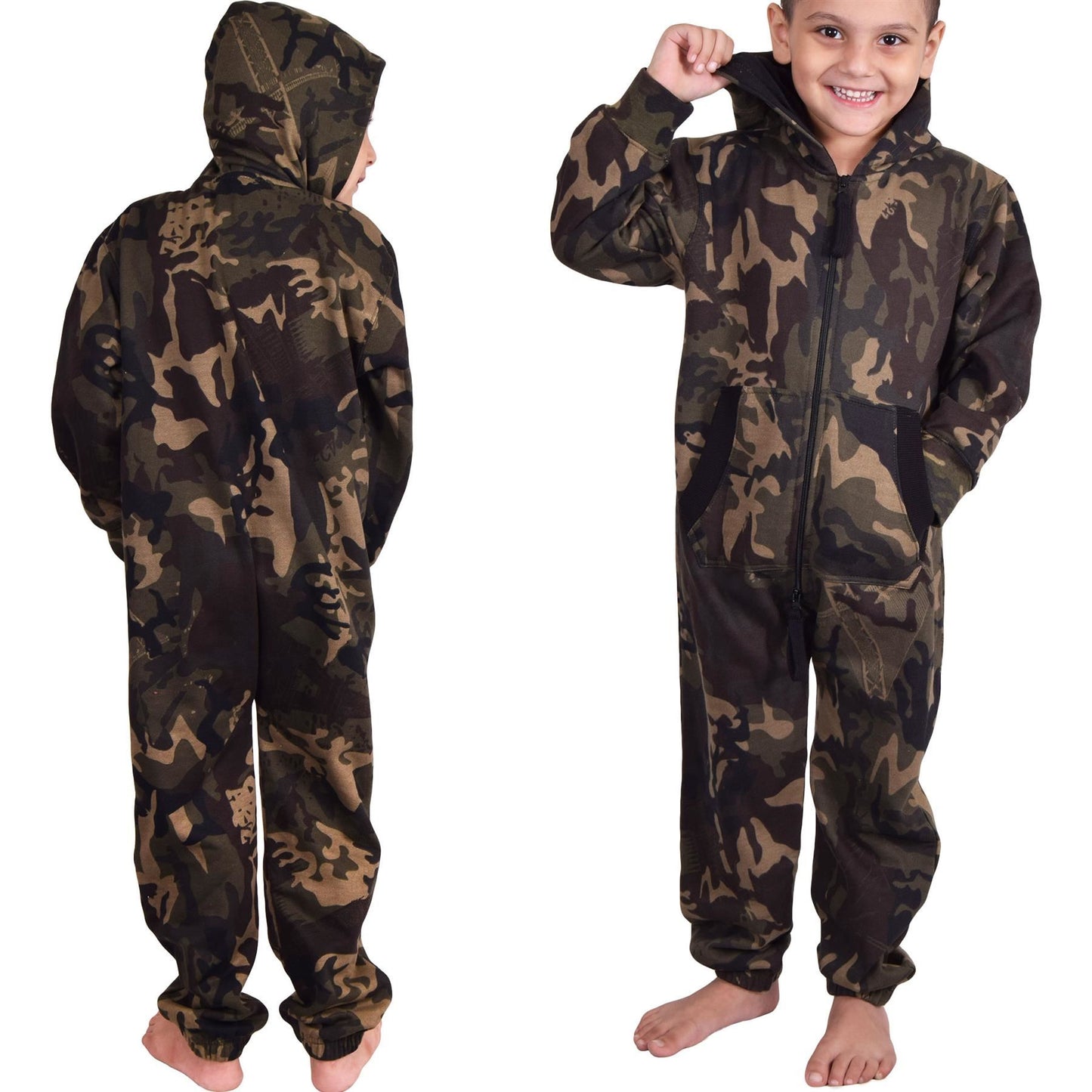 A2Z Onesie One Piece Kids Camo Green Pyjamas Sleepsuit Costume Girls & Boys
