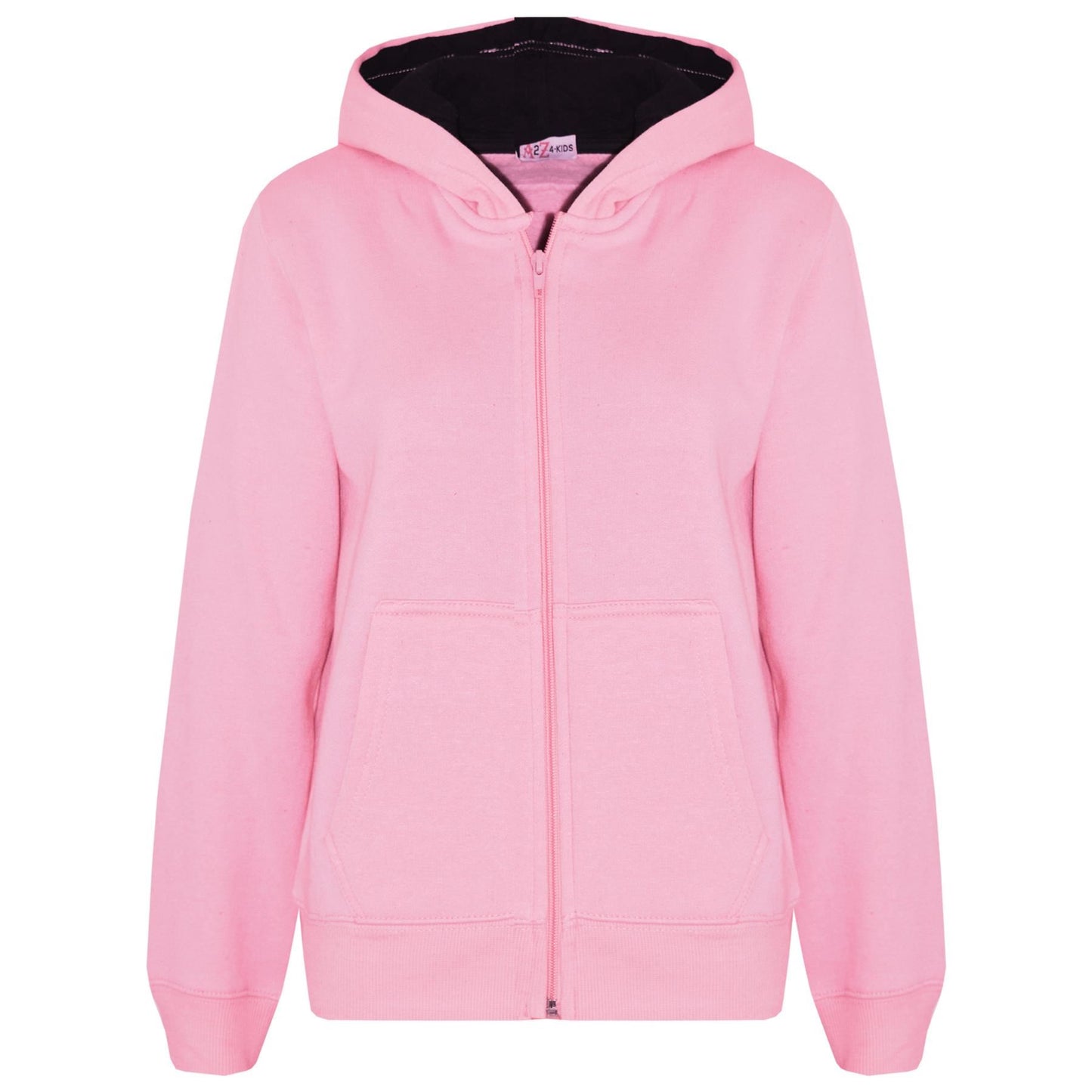 A2Z 4 Kids Plain Tracksuit Contrast Baby Pink And Black Fleece Hoodie with Joggers Jogging Sweatpants Pants Sports Activewear Outfit Set For Childrens Girls Age 5-13 Years