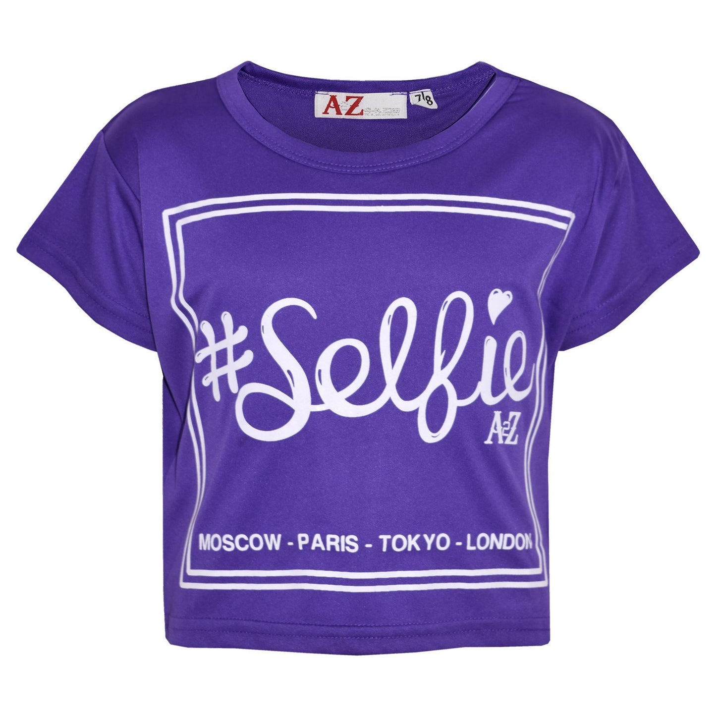 Girls Top Kids Selfie Print Stylish Crop Top & Skater Skirt Set Age 7-13 Years