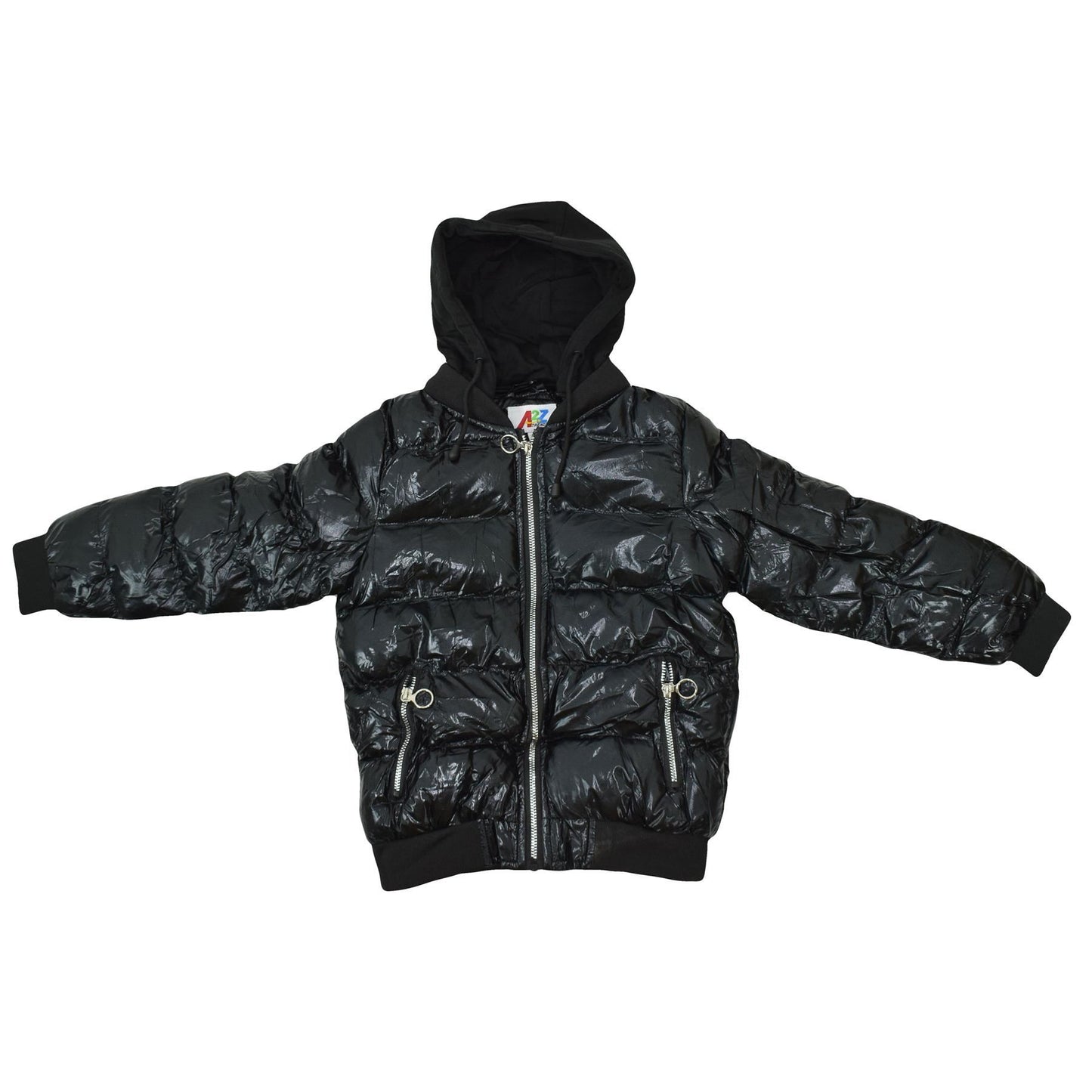 Kids Girls Boys Fashion Shiny Padded Jacket Metallic Wet Look Bubble Coat
