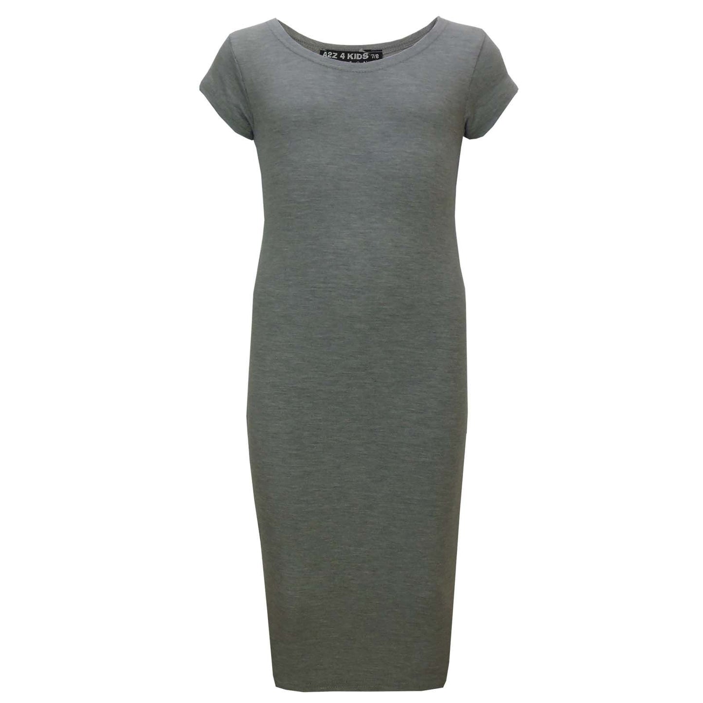 A2Z 4 Kids Girls Bodycon Plain Midi Dress Short Sleeve Dresses Party Costume