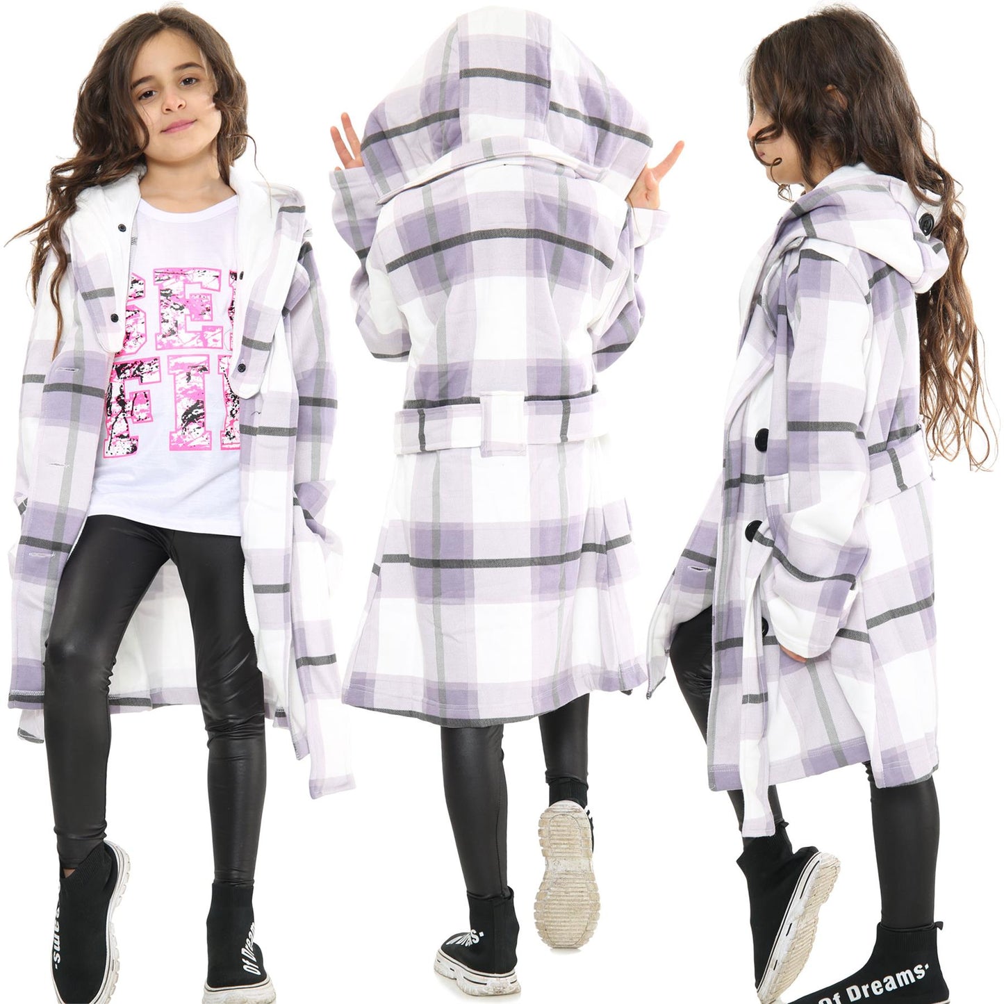 A2Z 4 Kids Parka Jacket Hooded Warm Jacket Oversized Belted Cuffs 5 -13 Years