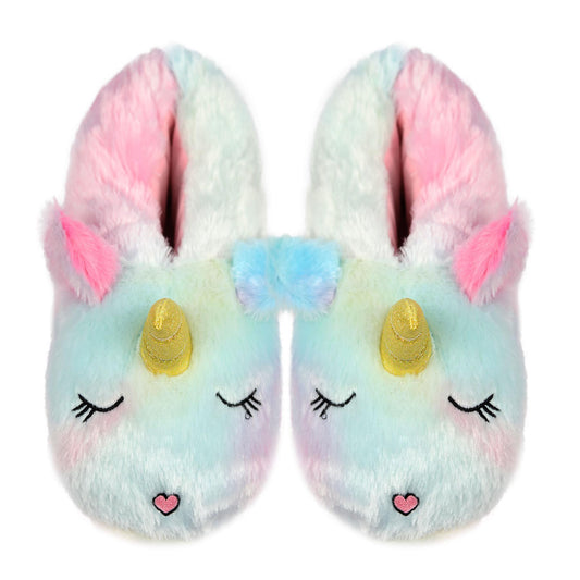 A2Z Unicorn Slippers Plush Soft Warm Cute Indoor Shoes For Kids & Womens