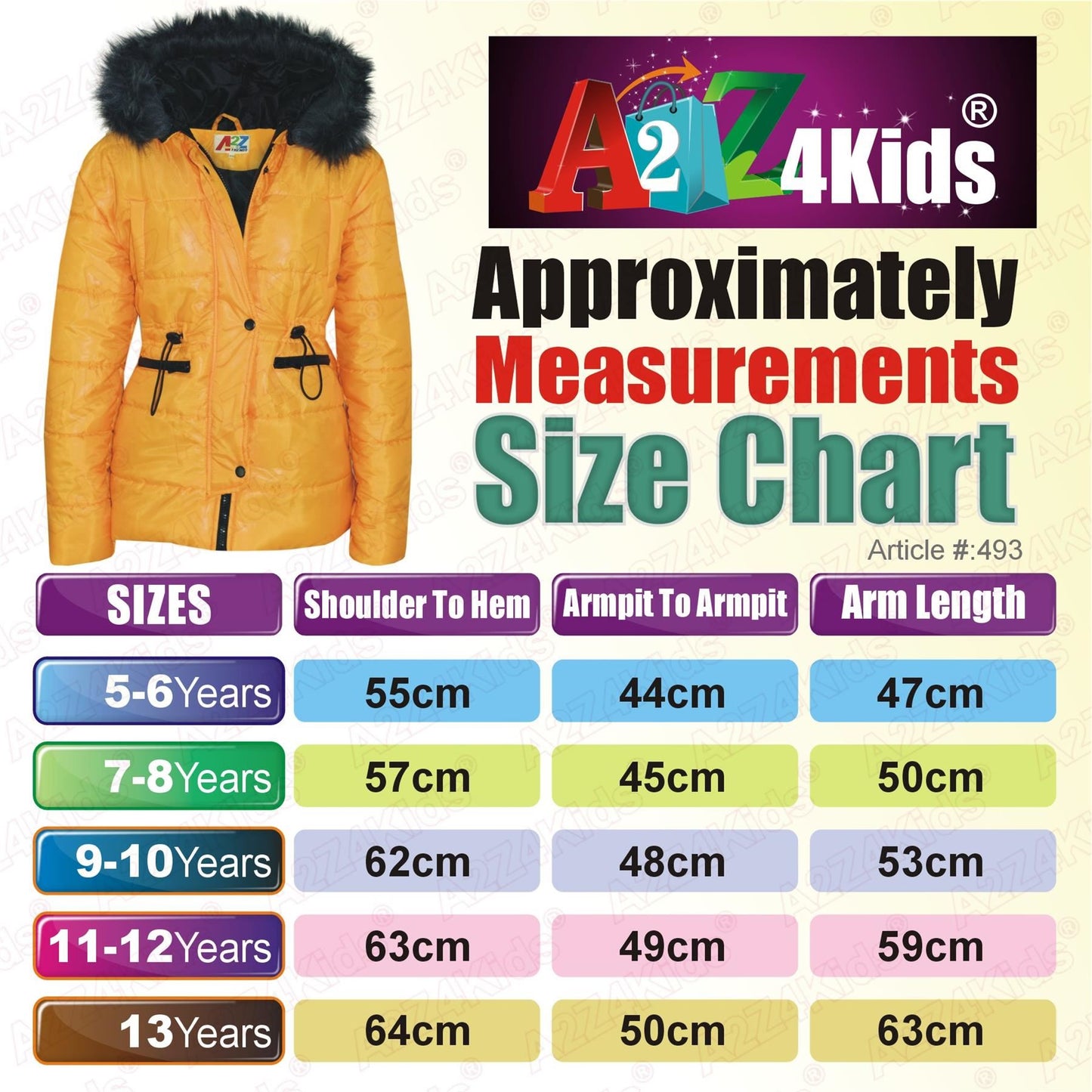 Kids Girls Jackets Puffer Hooded Detachable Faux Fur Wet Look Padded Long Coats