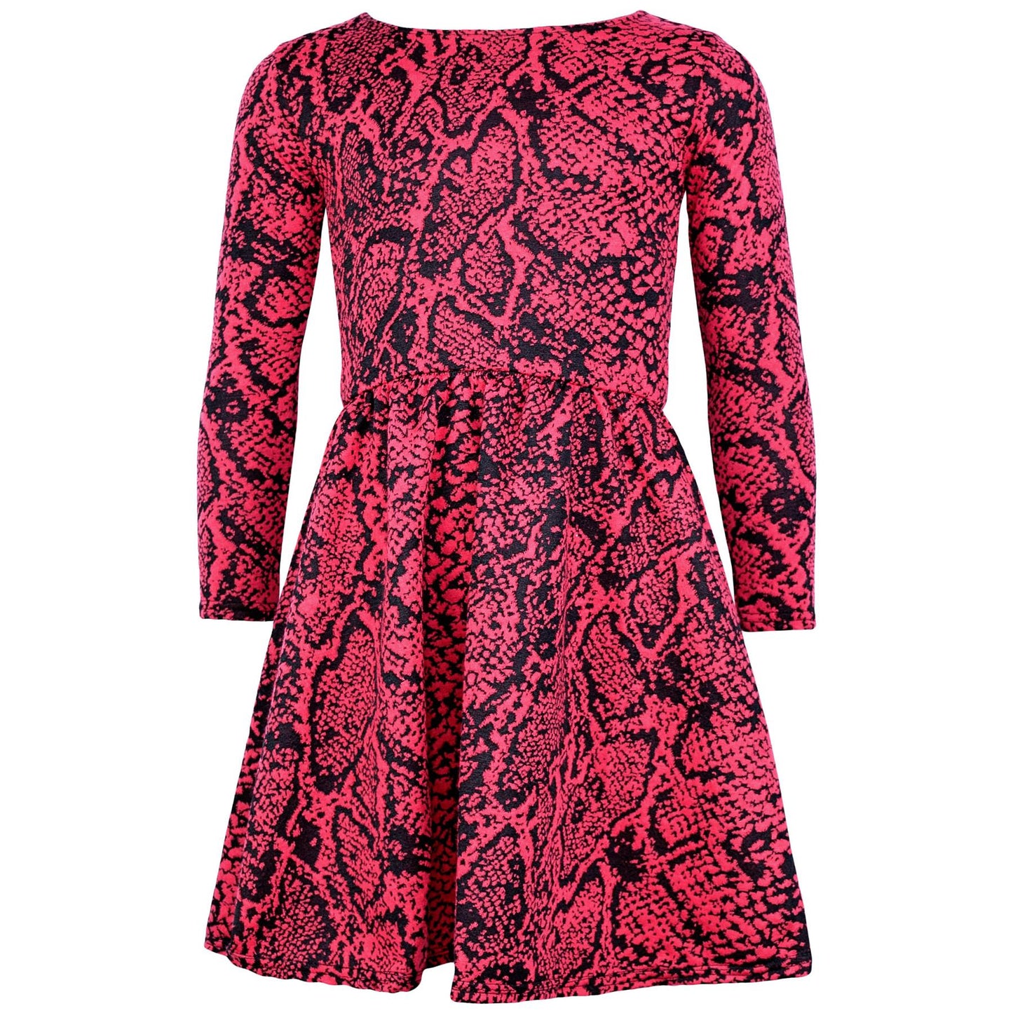 Kids Girls Skater Dress Long Sleeve Snake Flared Party Summer Dresses 5-13