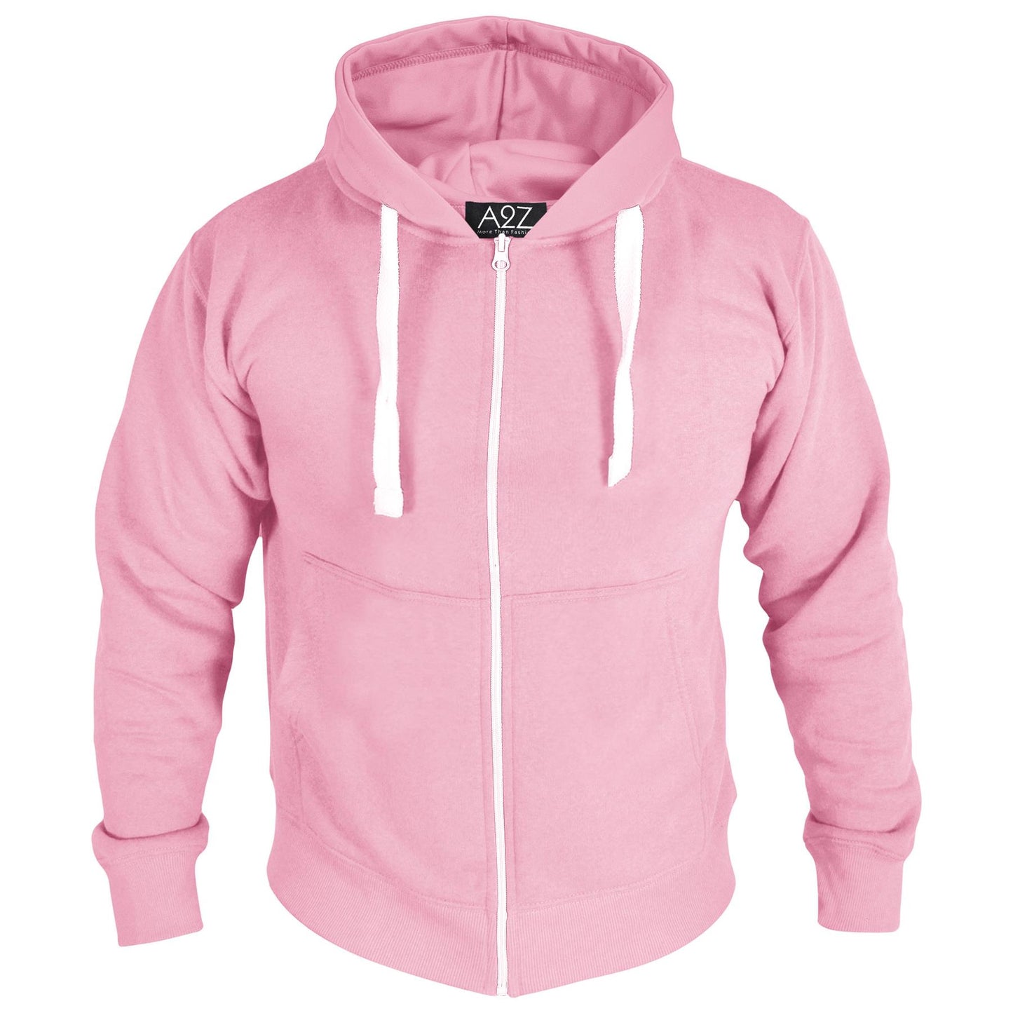 Mens Fleece Plain Zipper Hooded Long Sleeve Sweatshirt For Adults S-4XL