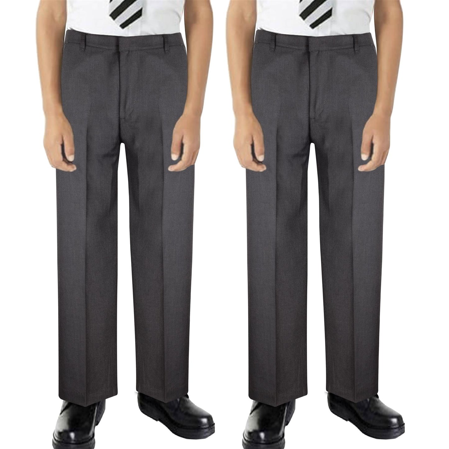 Kids Boys Pants Plain School Uniform Pull Up Regular Fit Elasticated Trouser
