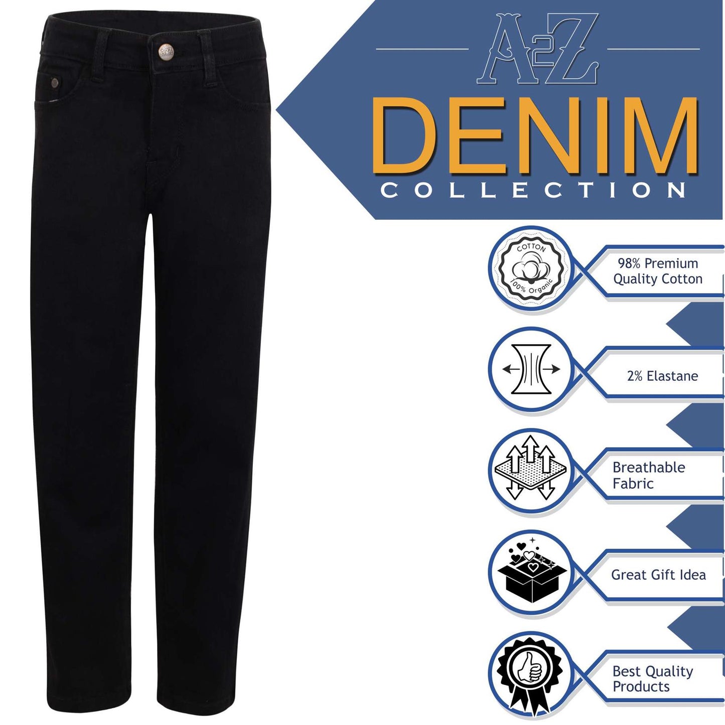 A2Z 4 Kids Boys Relaxed Straight Fit Cut Jeans for Teens Cotton Jean Age 5-13 Yr