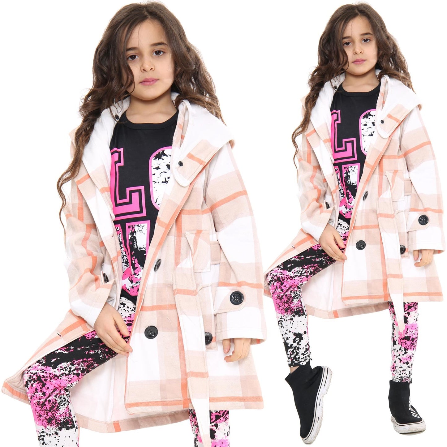 A2Z 4 Kids Parka Jacket Hooded Warm Jacket Oversized Belted Cuffs 5 -13 Years