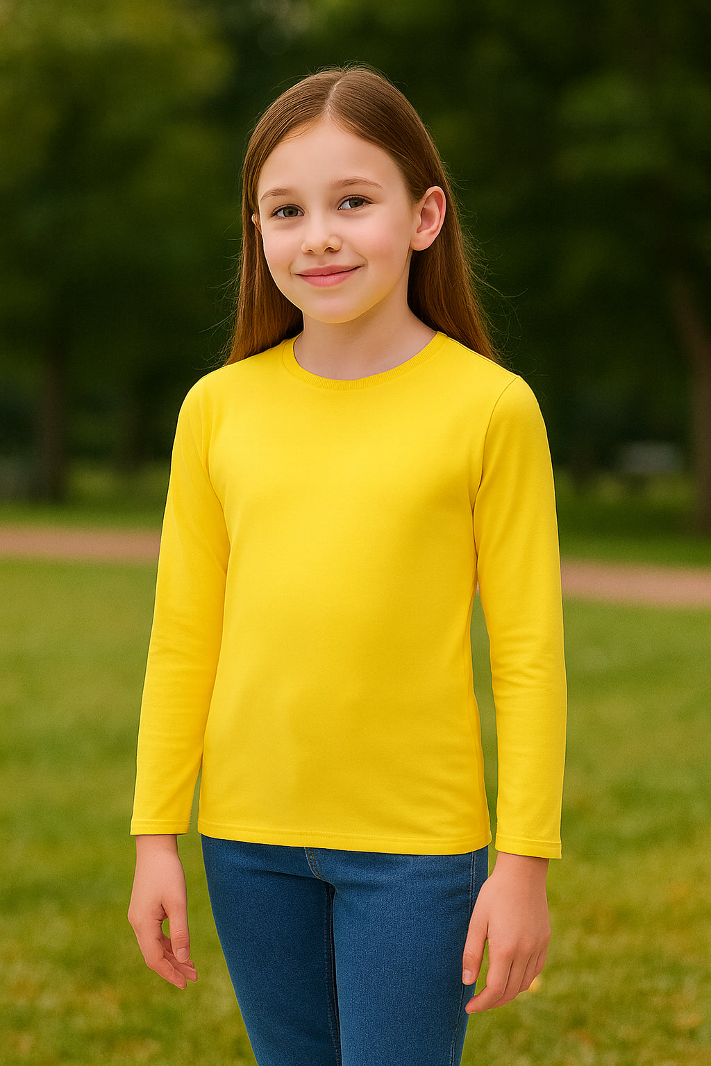 A2Z 4 Kids Girls Plain Long Sleeve T Shirt Soft Feel PE School Activewear Shirts