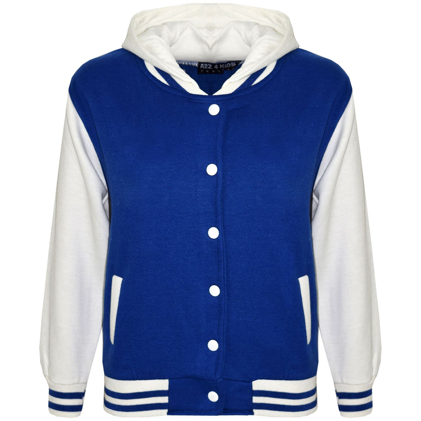 kids Girls Boys B.B Plain Hooded Jacket Varsity Classic Baseball Style Coat 2-13