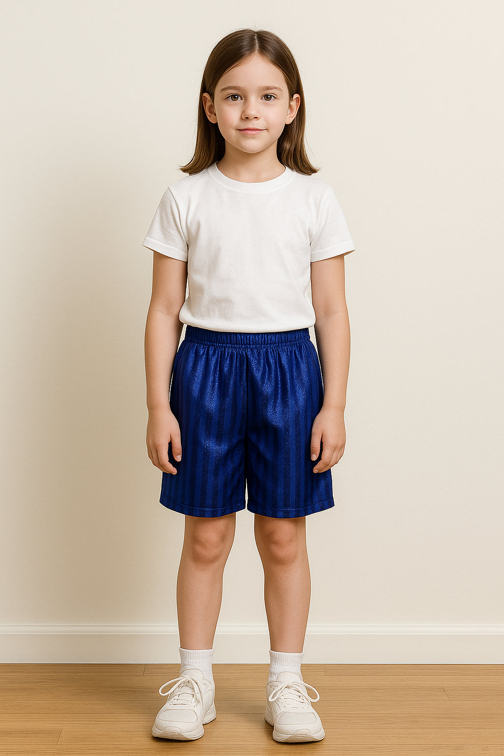 Kids Girls Boys Shadow Stripe PE Shorts Sports Football Gym School Short 2-13
