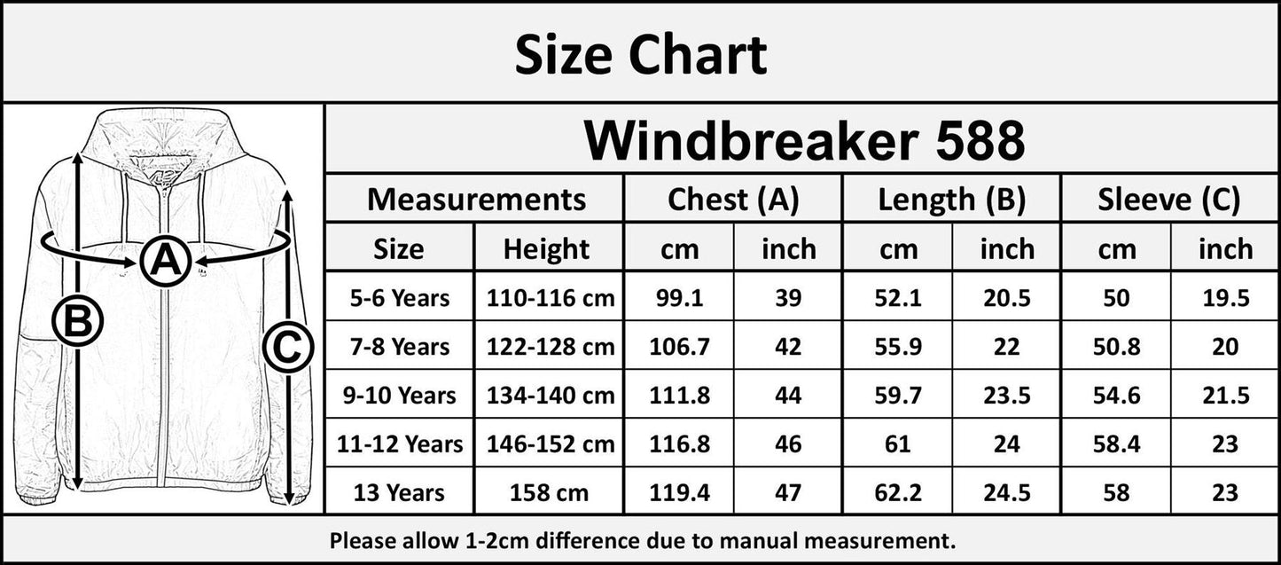 Kids Girls Boys Windbreaker Zipped Jackets Hooded Raincoats Age 5-13 Years