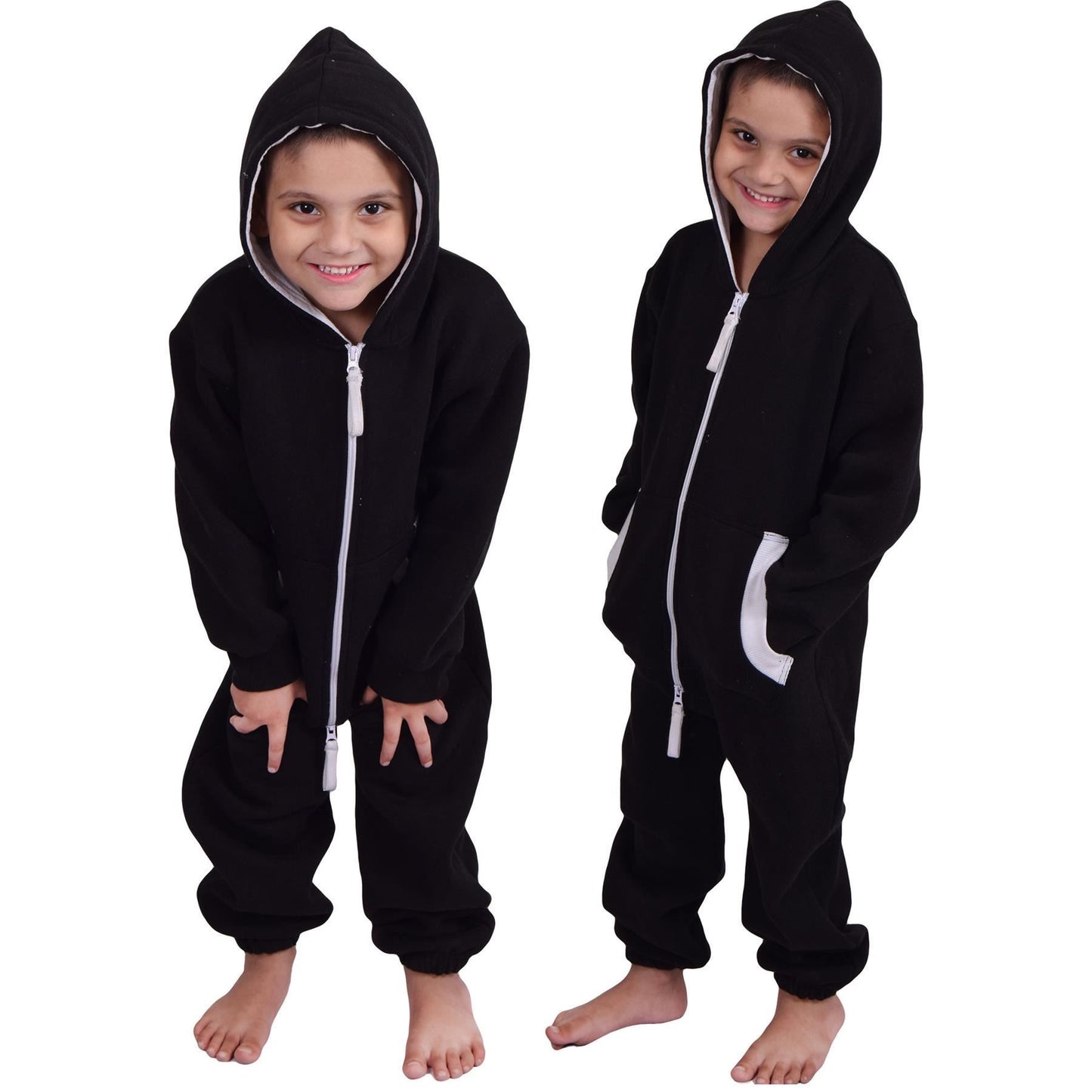 A2Z Onesie One Piece Kids Black Pyjamas Sleepsuit Costume Girls & Boys 5-13 Year