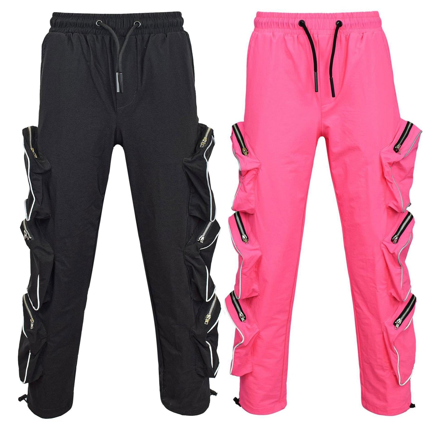 Kids Girls Cargo Trousers Elasticated Waist Comfortable Joggers Casual Pants
