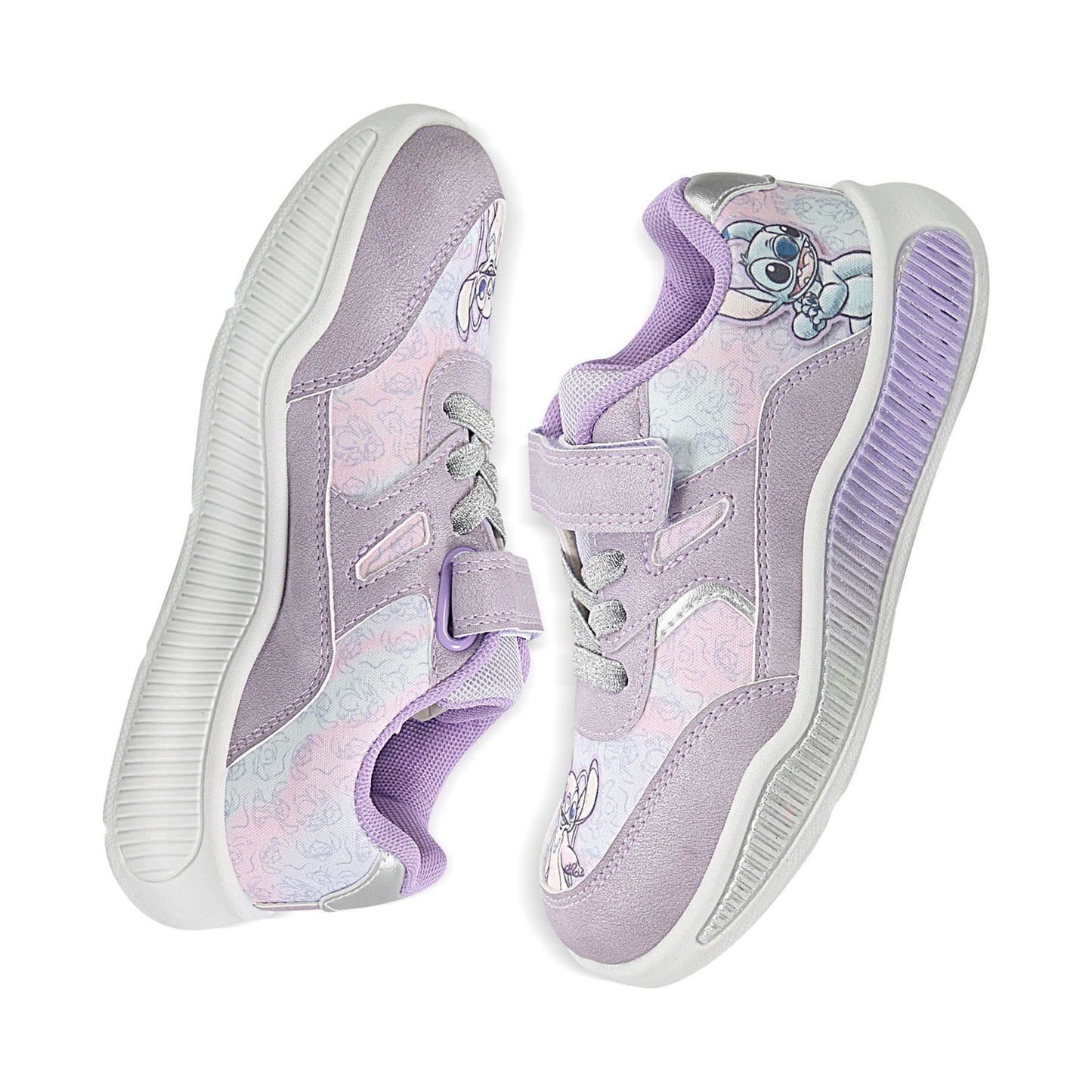Officially Licensed Disney Stitch Girls Trainers Lilac Pastel Print Casual Shoes