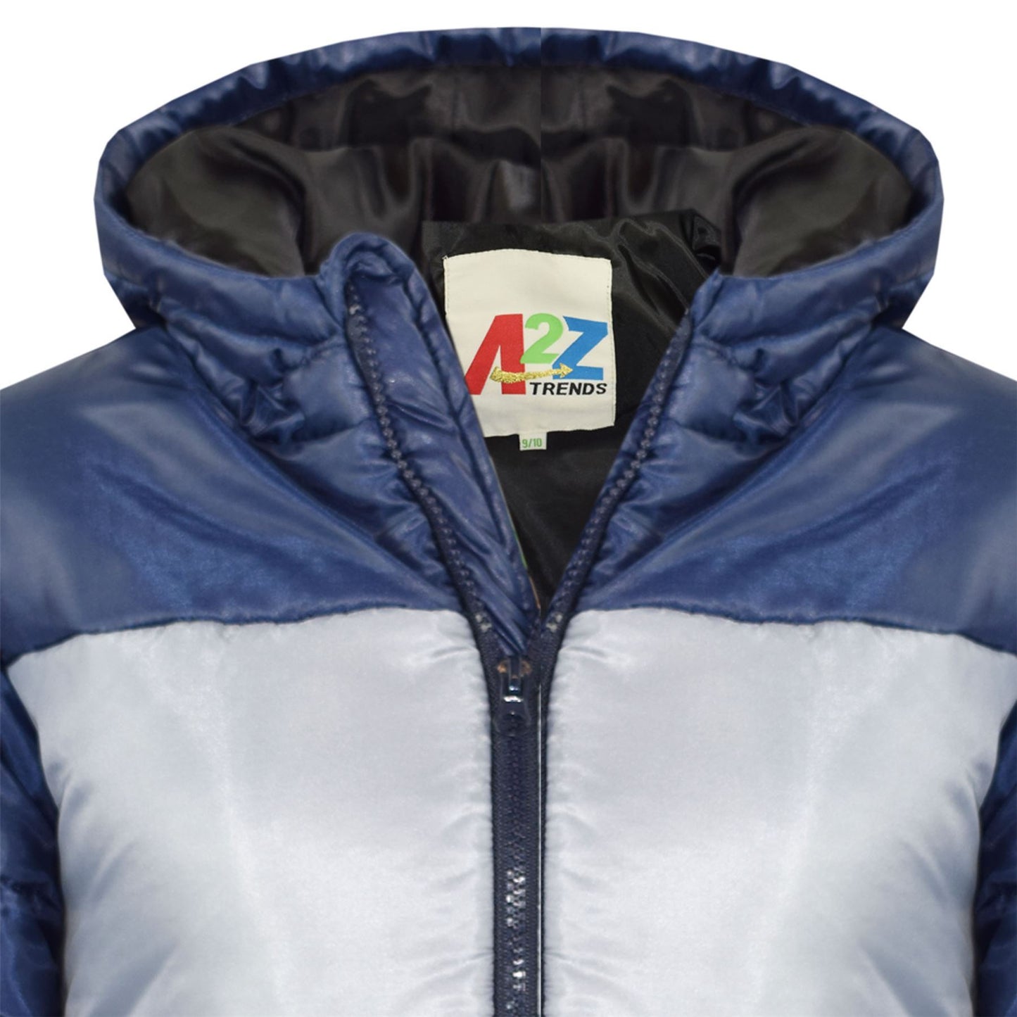 Kids Girls Boys Contrast Panel Jackets Hooded Padded Quilted Warm Coats 5-13 Yr